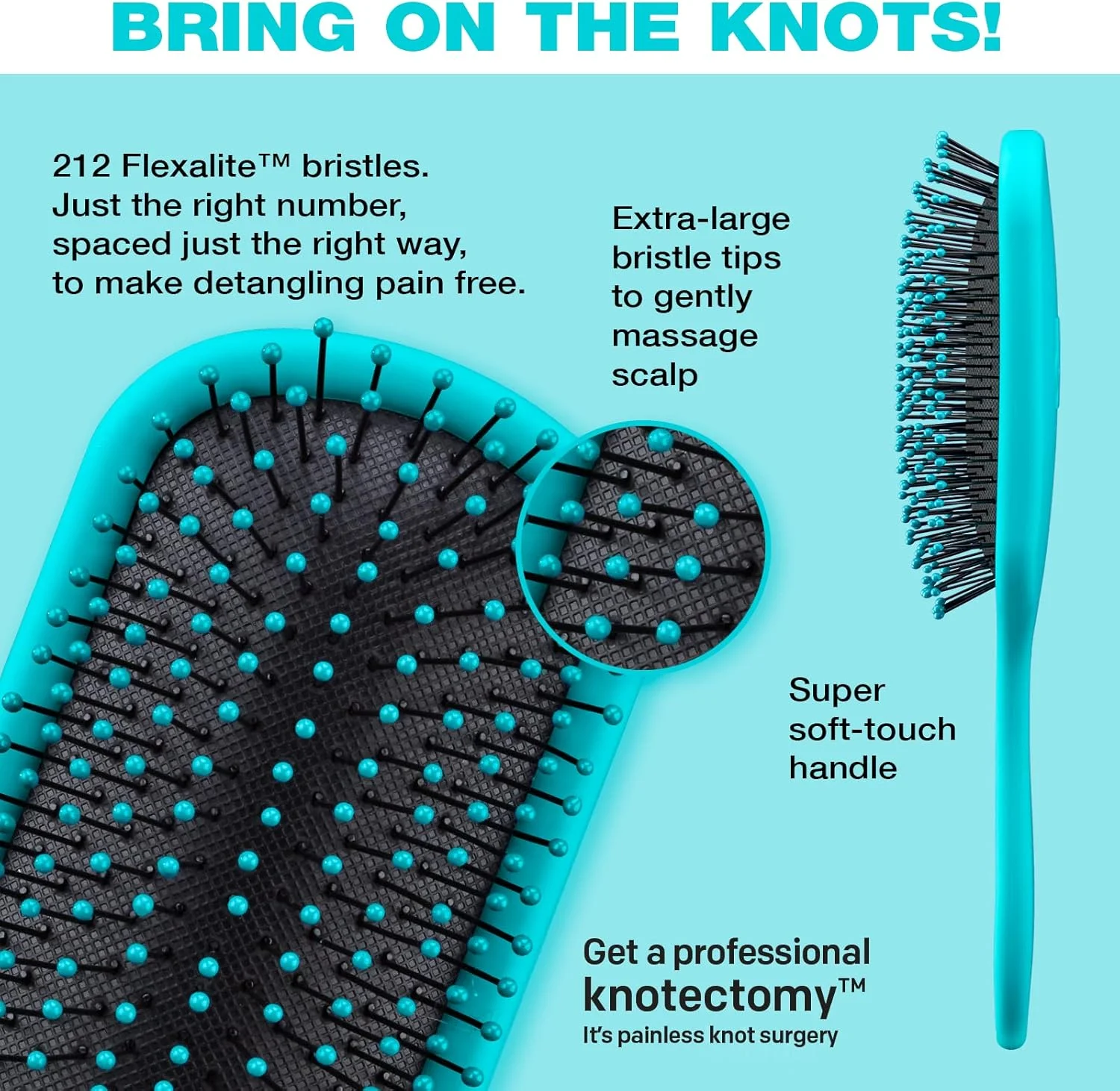 برس مو کان ایر The Knot Dr.، باز کننده گره مو خشک و مرطوب، از بین برنده گره و درهم تنیدگی مو، مناسب برای انواع مو، آبی