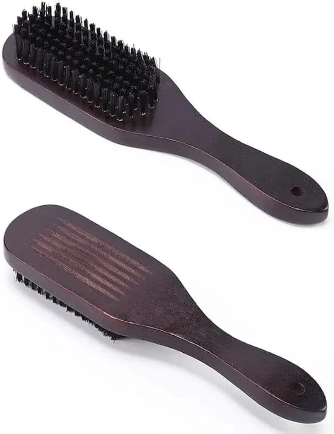 برس مو با موهای نرم متوسط و دسته چوبی قهوه ای