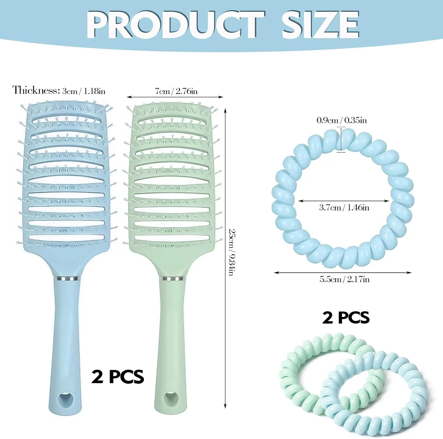 برس موی فر و موج دار CLDURHGE - بسته شامل شانه، کش مو و برس چرخشی برای موهای کوتاه - برس باز کننده گره - برس موی خیس
