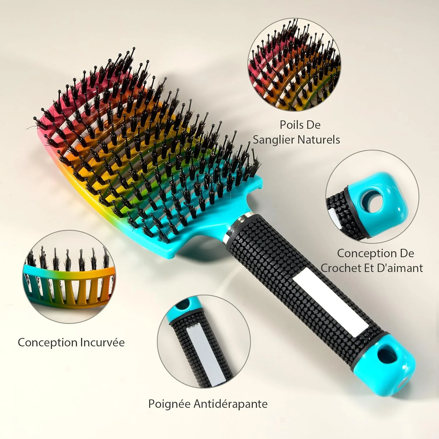 برس مو Cheerhom بدون کشیدن، برس مو برای آقایان، موهای فر، برس مراقبت از اکستنشن مو، کلاه گیس و موهای مصنوعی، شانه حالت دهنده چند منظوره، شانه منحنی پیشرفته ضد باد مردانه
