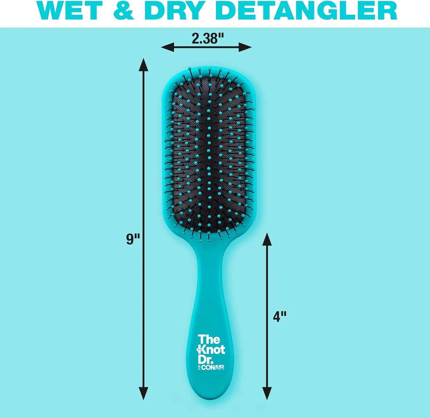 برس مو کان ایر The Knot Dr.، باز کننده گره مو خشک و مرطوب، از بین برنده گره و درهم تنیدگی مو، مناسب برای انواع مو، آبی