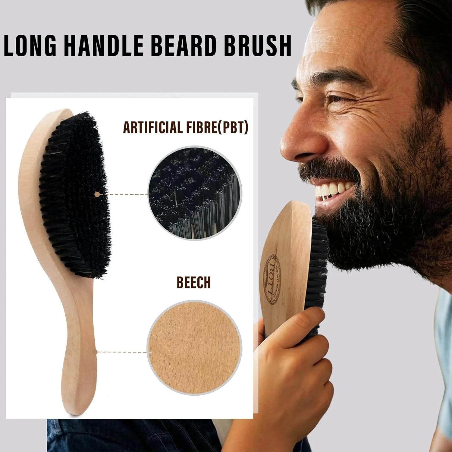 برس ریش دسته بلند Boti با موی مصنوعی برای حالت دادن و مرتب کردن ریش، دسته چوبی دست ساز، ایده آل برای حالت دادن و مرتب کردن مو و ریش، برس سبیل ریش برس ریش دسته بلند Boti با موی مصنوعی برای حالت دادن و مرتب کردن ریش، دسته چوبی دست ساز، ایده آل برای حالت دادن و مرتب کردن مو و ریش، برس سبیل ریش