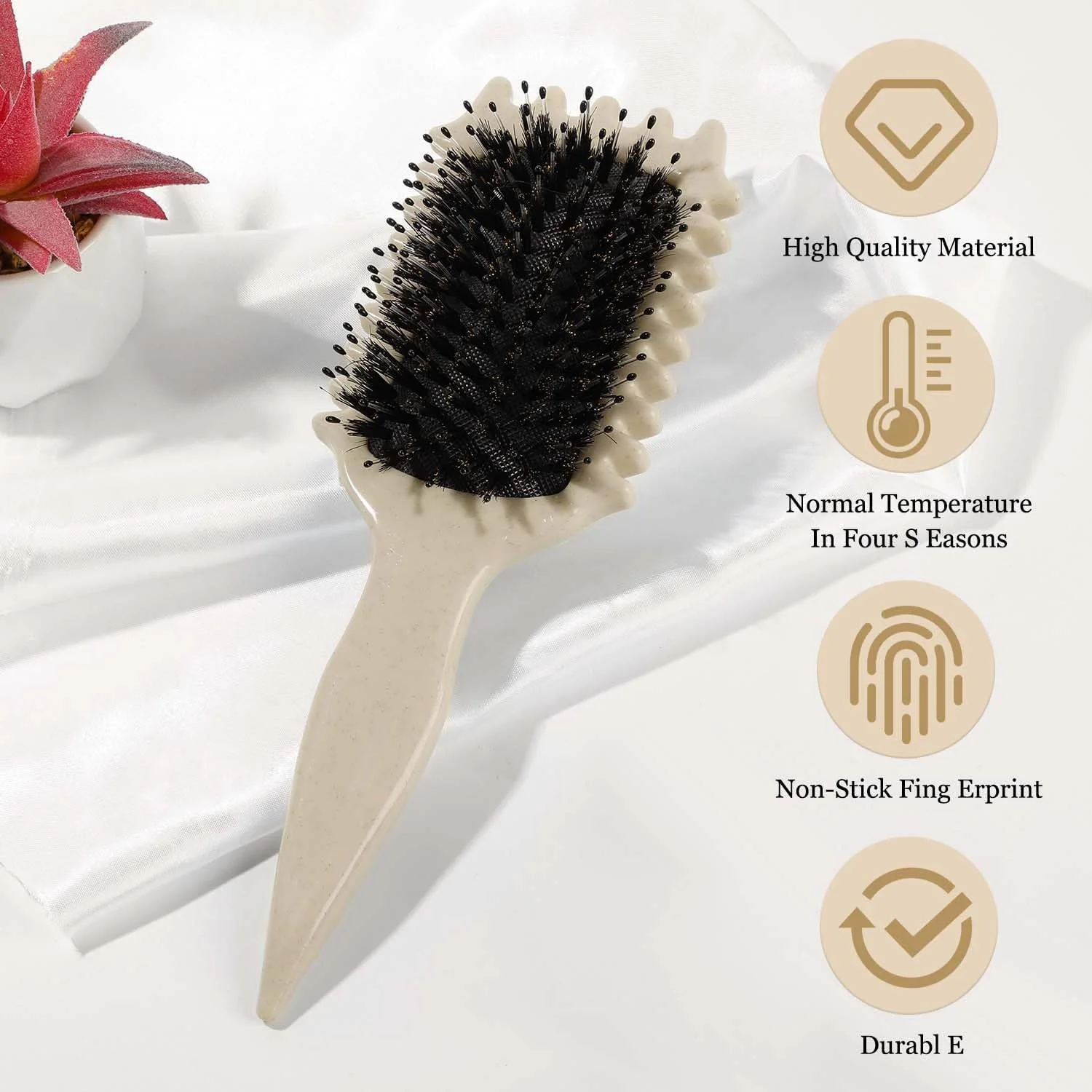 برس فر بانس کرل، برس موی آنتی استاتیک، برس باز کننده گره مو، برس موی فر، برس حالت دهنده فر بانس کرل برای باز کردن گره مو، حالت دادن و مشخص کردن فرها (بژ)