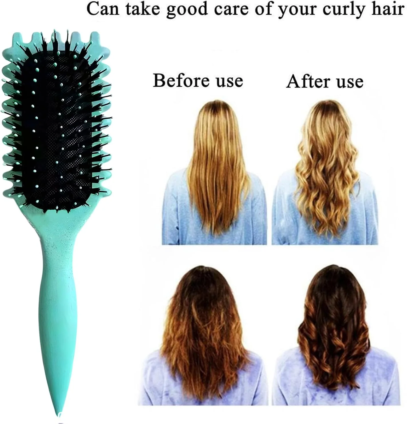 برس موی فر بانس، جدیدترین برس حالت دهنده مو با بالشتک هوا 2024، برس موی فر، برس حالت دهنده برای تعریف فر، حالت دهی و مشخص کردن فرها، هدیه ای برای زنان (فیروزه ای)