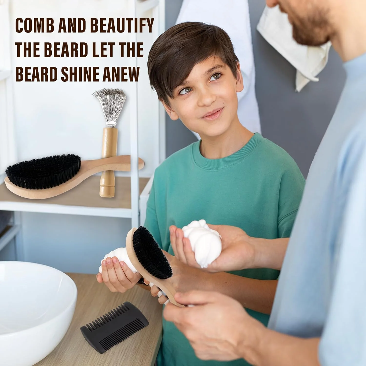 برس ریش دسته بلند Boti با موی مصنوعی برای حالت دادن و مرتب کردن ریش، دسته چوبی دست ساز، ایده آل برای حالت دادن و مرتب کردن مو و ریش، برس سبیل ریش برس ریش دسته بلند Boti با موی مصنوعی برای حالت دادن و مرتب کردن ریش، دسته چوبی دست ساز، ایده آل برای حالت دادن و مرتب کردن مو و ریش، برس سبیل ریش