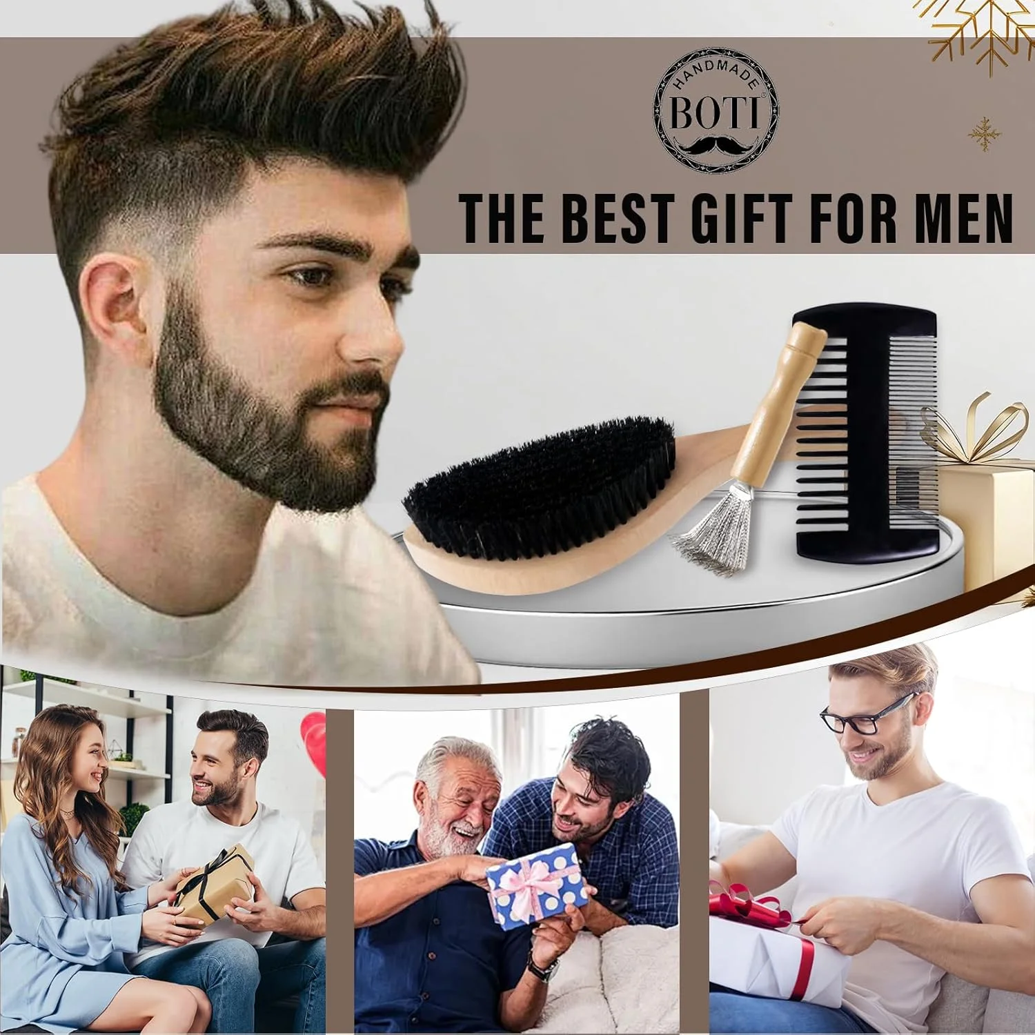 برس ریش دسته بلند Boti با موی مصنوعی برای حالت دادن و مرتب کردن ریش، دسته چوبی دست ساز، ایده آل برای حالت دادن و مرتب کردن مو و ریش، برس سبیل ریش برس ریش دسته بلند Boti با موی مصنوعی برای حالت دادن و مرتب کردن ریش، دسته چوبی دست ساز، ایده آل برای حالت دادن و مرتب کردن مو و ریش، برس سبیل ریش