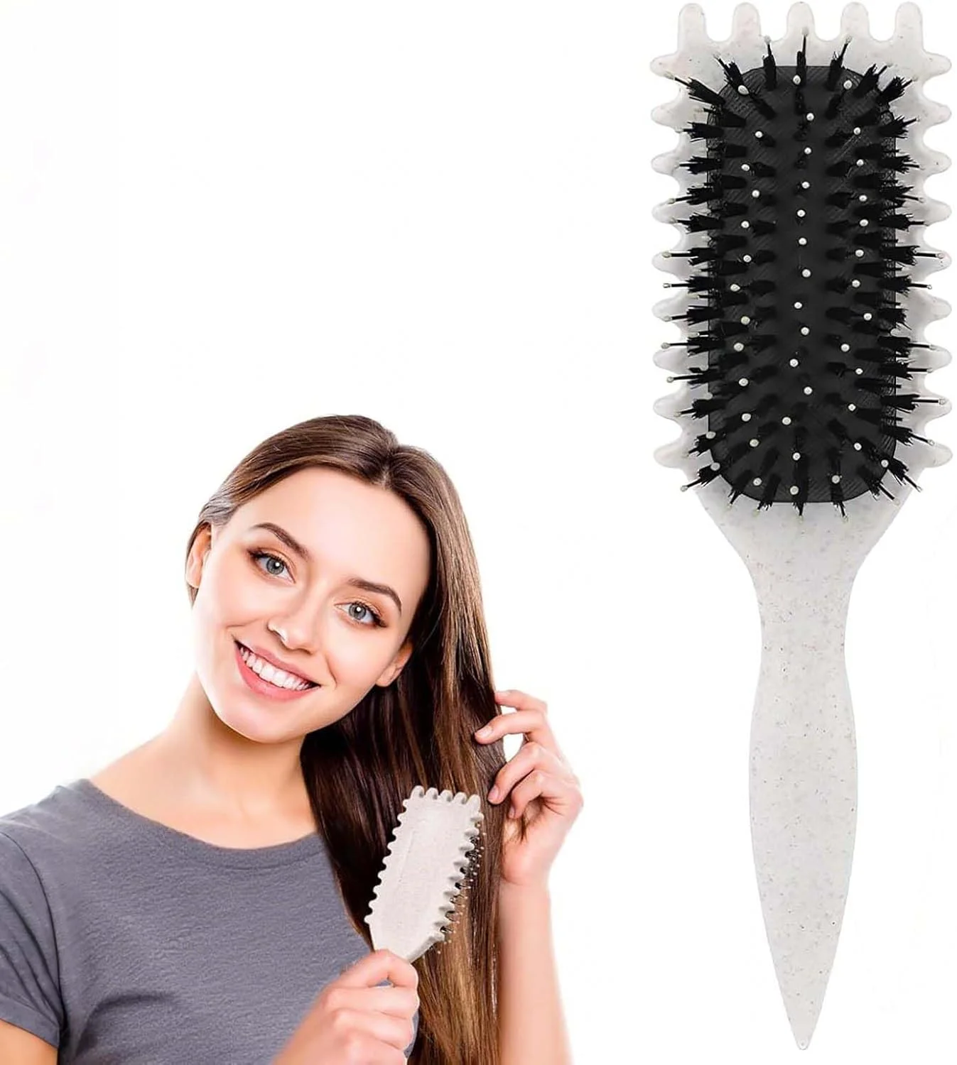 برس حالت دهنده مو فر بیگ بارگین استور، برس موی خیس، برس مو فرفری 2025 - دارای تهویه برای باز کردن گره، شکل دادن و مشخص کردن فرها، کاهش وز و کشیدگی، مناسب برای زنان و مردان، بژ