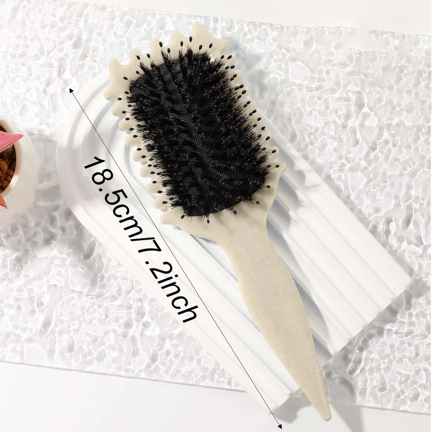 برس فر بانس کرل، برس موی آنتی استاتیک، برس باز کننده گره مو، برس موی فر، برس حالت دهنده فر بانس کرل برای باز کردن گره مو، حالت دادن و مشخص کردن فرها (بژ)