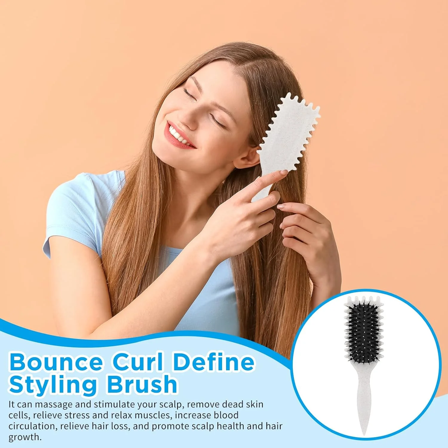برس حالت دهنده مو فر بیگ بارگین استور، برس موی خیس، برس مو فرفری 2025 - دارای تهویه برای باز کردن گره، شکل دادن و مشخص کردن فرها، کاهش وز و کشیدگی، مناسب برای زنان و مردان، بژ