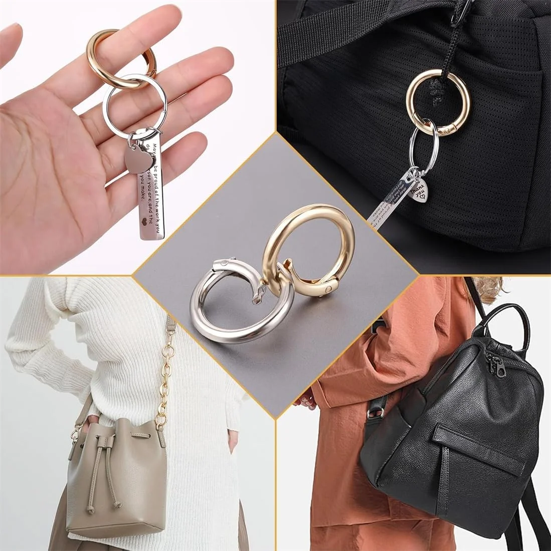 بسته 24 عددی حلقه فنری KWSLIN، گیره حلقه ای 6 رنگ، لوازم جانبی DIY، سگک حلقه کلید فنری گرد برای جاکلیدی، کیف، کیف پول و کیف دستی، کیف شانه ای، بند گردن