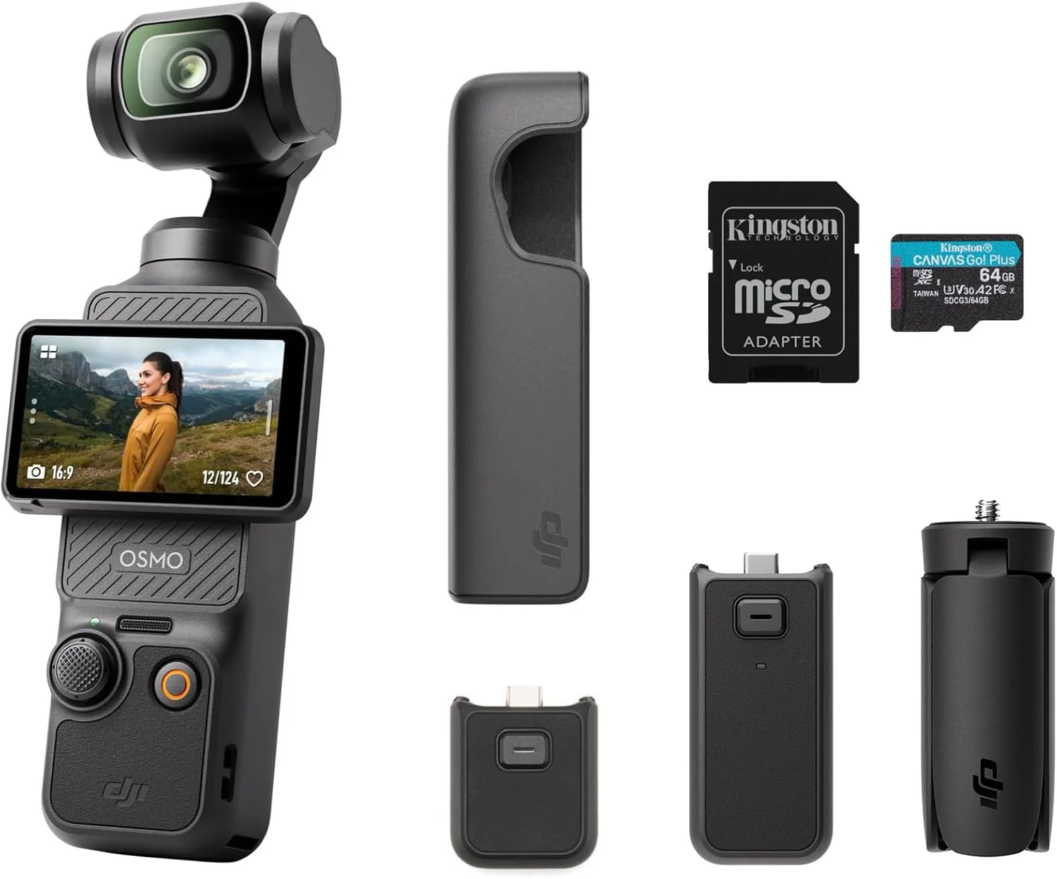 DJI Osmo Pocket 3 Capture More Combo، دوربین ولاگینگ با سنسور 1 اینچی CMOS و فیلمبرداری 4K/120fps، تثبیت کننده 3 محوره، فوکوس سریع، ردیابی چهره/شی، صفحه لمسی چرخان 2 اینچی