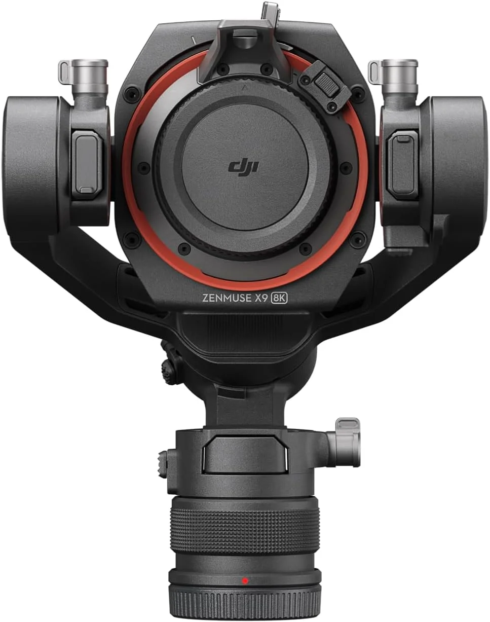 دوربین گیمبال DJI Zenmuse X9-8K، فول فریم 8K/60fps و 4K/120fps، ایزو دوگانه 800/4000، فیلترهای ND فیزیکی 9 استاپ داخلی، مانت لنز قابل تعویض DL/E/L/PL/M، فوکوس خودکار روی لنزهای دستی