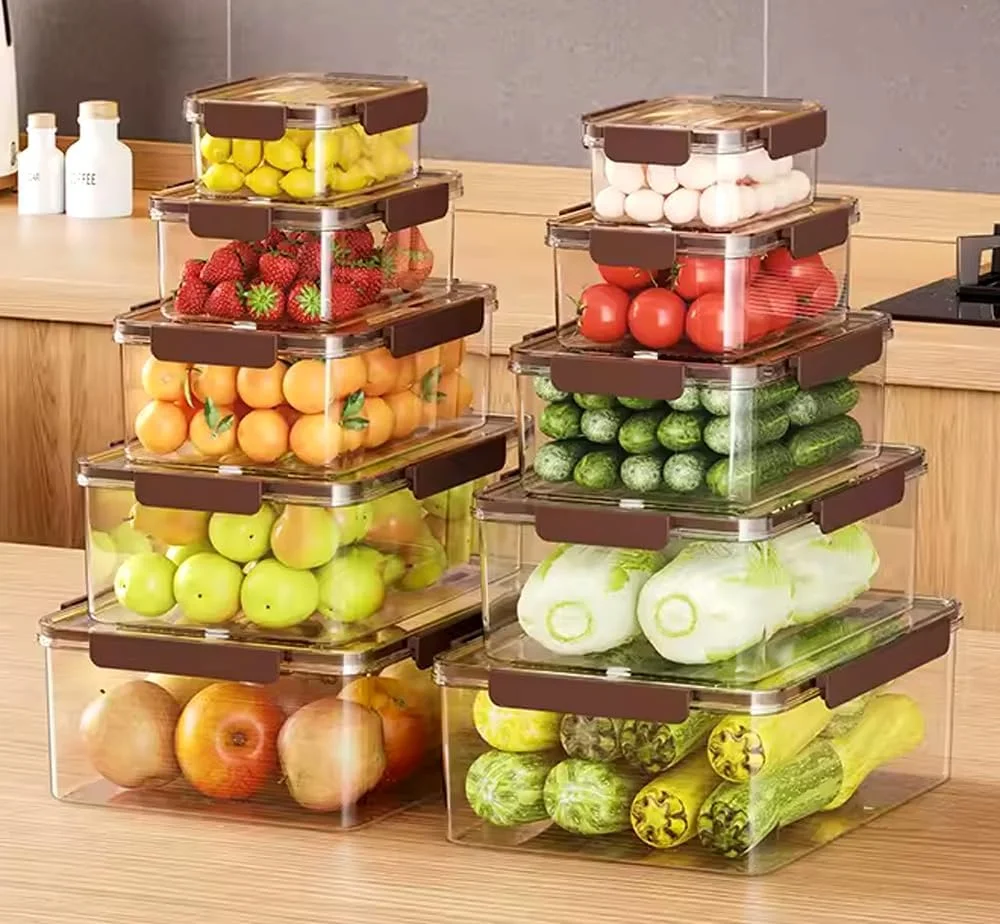 ظروف نگهداری مواد غذایی بزرگ پریمایفای، 10 عددی، همراه با درب | ست ظروف پلاستیکی با کیفیت عالی و درب های محکم برای فریزر، یخچال، سازماندهی و نگهداری مواد غذایی در آشپزخانه، بدون BPA و ضد نشت