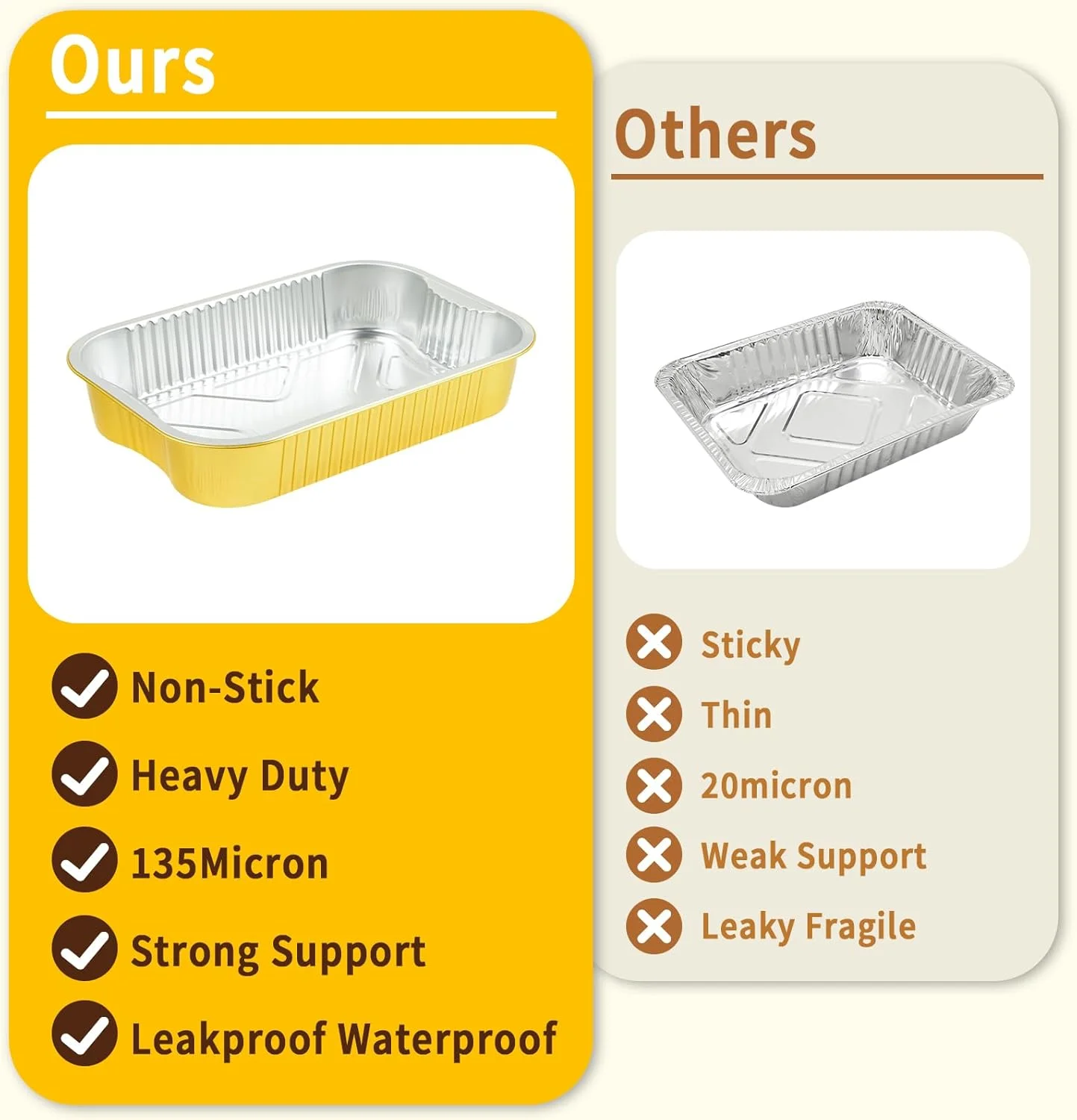 ظروف آلومینیومی با درب سایز نیمه 9x13 فوق العاده سنگین (بسته 15 عددی + 15 درب)، ظرف پخت فویل آلومینیومی طلایی یکبار مصرف با فویل قلع ضخیم دوتایی با درب برای پخت، گرم کردن، آماده سازی غذا