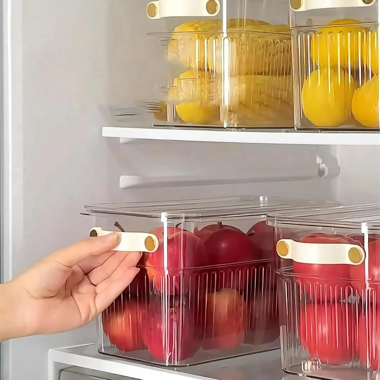 جعبه نگهداری و سازماندهی مواد غذایی NALACAL با دسته، مناسب برای میوه، سبزیجات و آماده سازی غذا (B, 28x16x15.5cm)