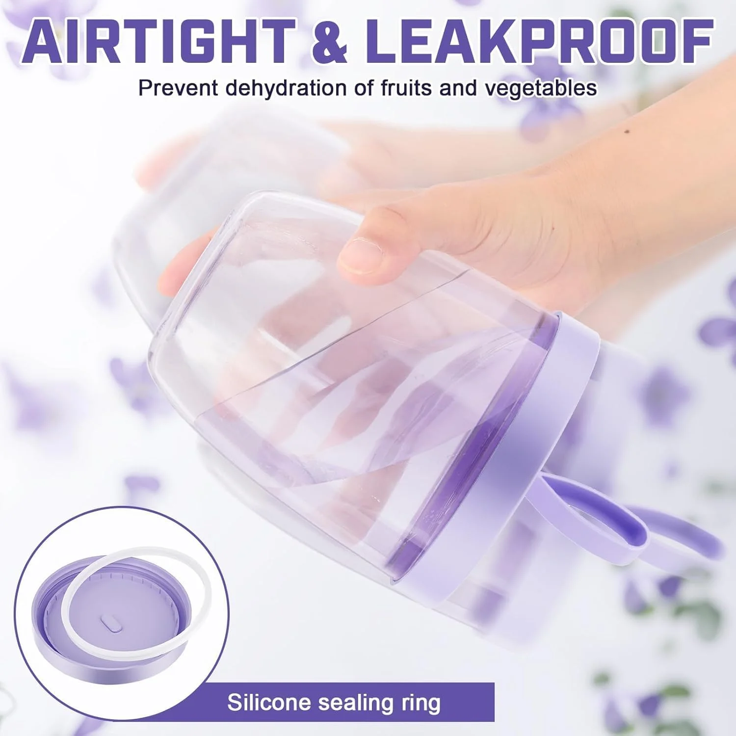 لیوان نگهداری سالاد میوه تازویق با درب و چنگال، ظرف دربسته بدون BPA، نگهداری قابل حمل و ضد نشت برای یخچال، مسافرت اداری و مهمانی (بنفش)