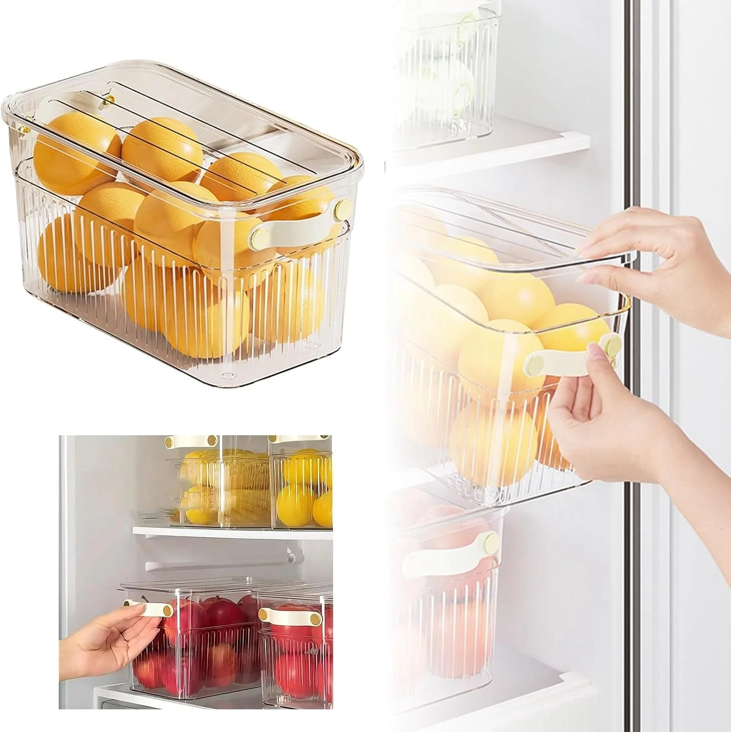 جعبه نگهداری و سازماندهی مواد غذایی NALACAL با دسته، مناسب برای میوه، سبزیجات و آماده سازی غذا (B, 28x16x15.5cm)