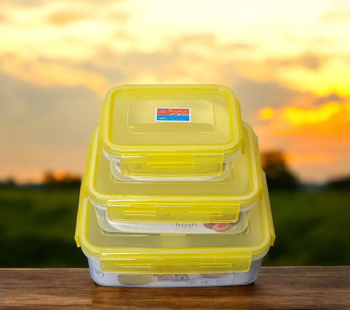 Glass Food Storage Containers with Lids, Square, 3-Piece Set, Airtight Meal Prep Lunch Boxes