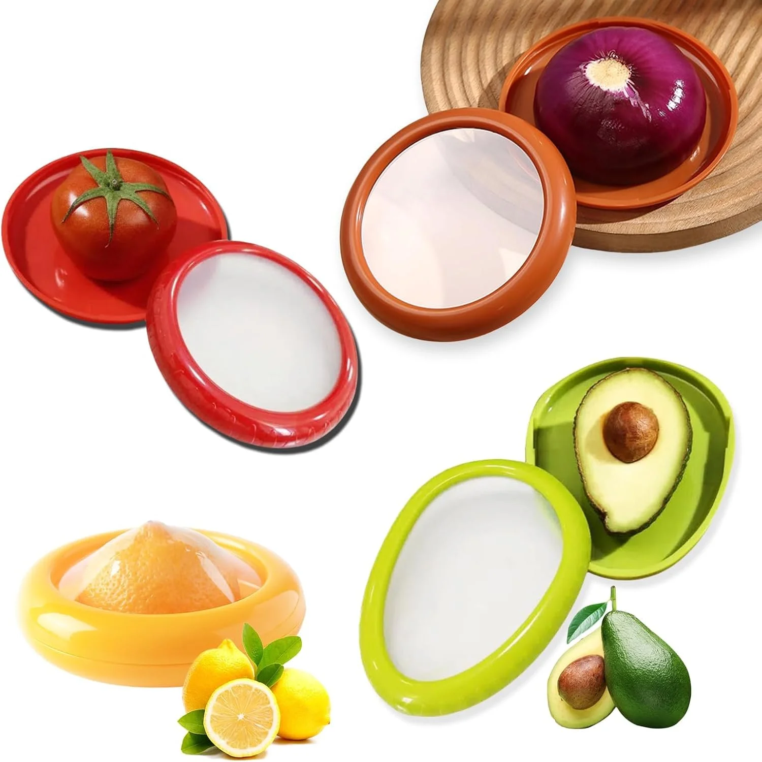 ست ۴ عددی نگهدارنده میوه و سبزیجات SANZEZ COOLive - جعبه نگهدارنده آووکادو و پیاز - ظروف سیلیکونی نگهداری برای تازه نگه داشتن در یخچال