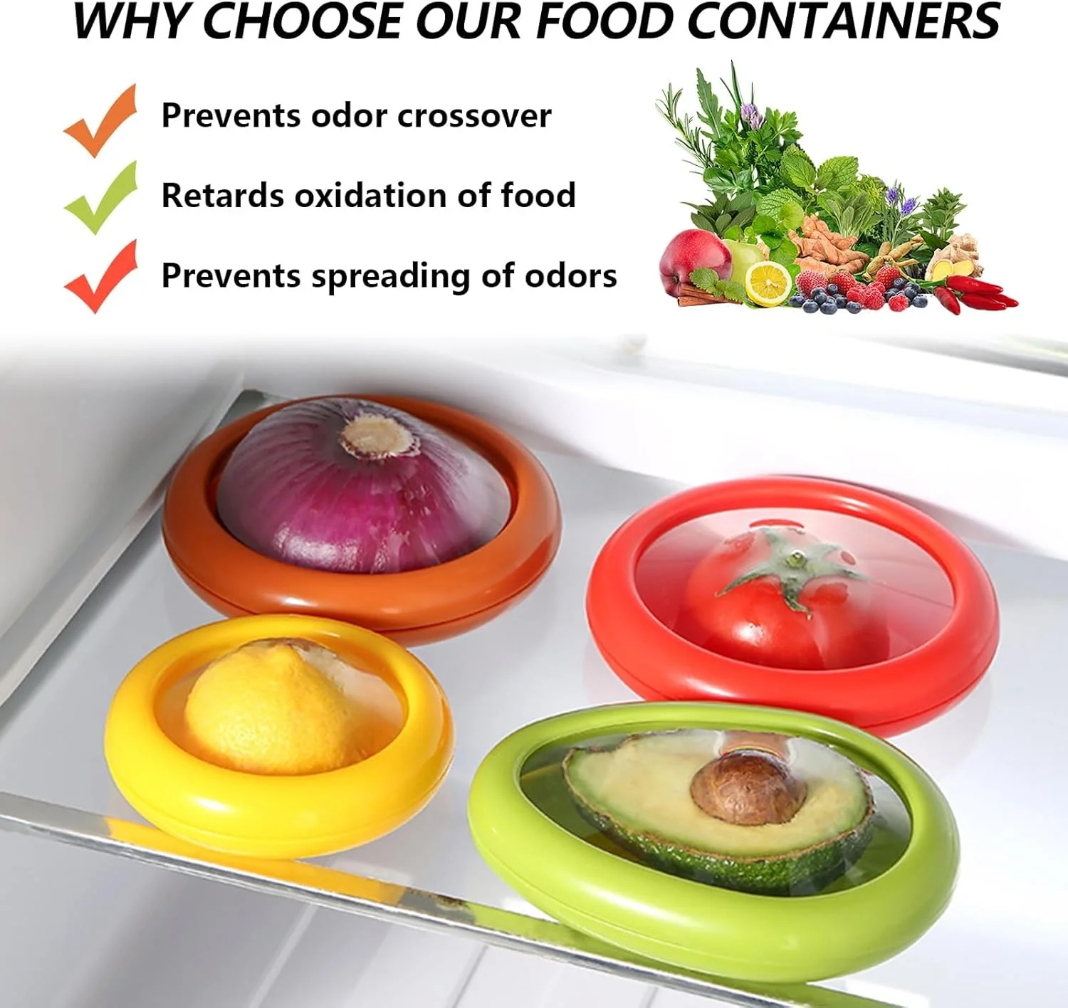 ست ۴ عددی نگهدارنده میوه و سبزیجات SANZEZ COOLive - جعبه نگهدارنده آووکادو و پیاز - ظروف سیلیکونی نگهداری برای تازه نگه داشتن در یخچال