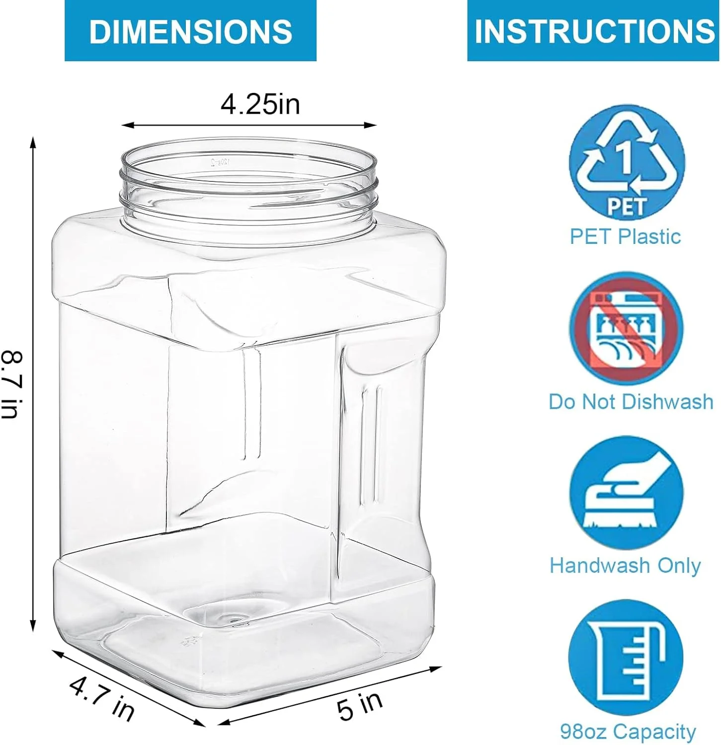 ست 3 تکه ظروف پلاستیکی شفاف - ظروف مربعی 2.9 لیتری ضد ریزش با درب های آسان بازشو برای نگهداری آرد، قهوه، و شیرینی - سازمان دهنده های قابل انباشت برای انبار خانه و استفاده تجاری