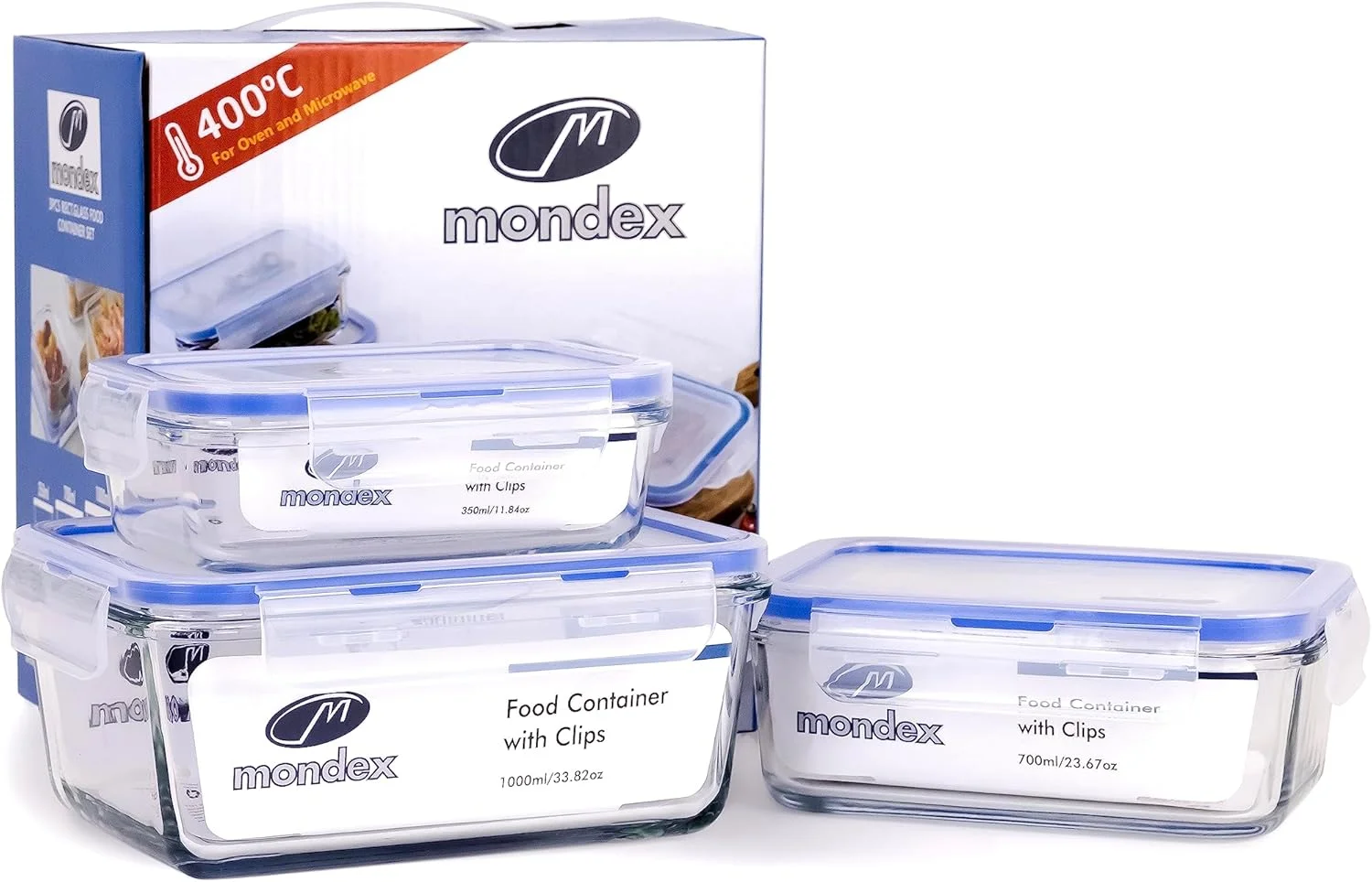 ست 3 تکه ظروف شیشه ای مستطیلی Mondex