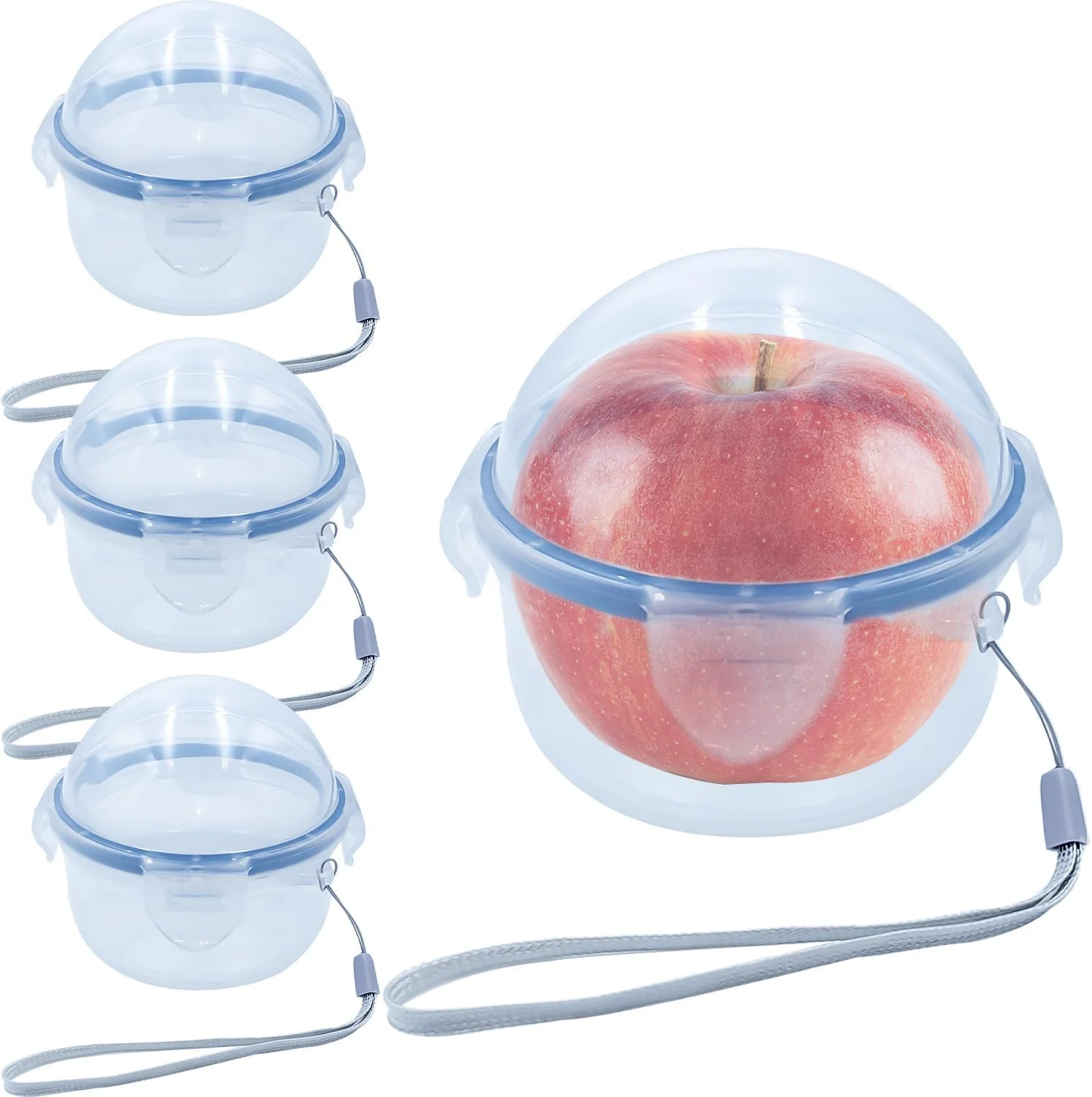 ظروف گرد نگهداری میوه در یخچال، بسته 4 عددی، ظرف تردکننده قابل حمل و استفاده مجدد برای سبزیجات و میوه، جعبه نگهداری تازه و ضد هوا برای پیاز، گوجه فرنگی، لیمو، سیب