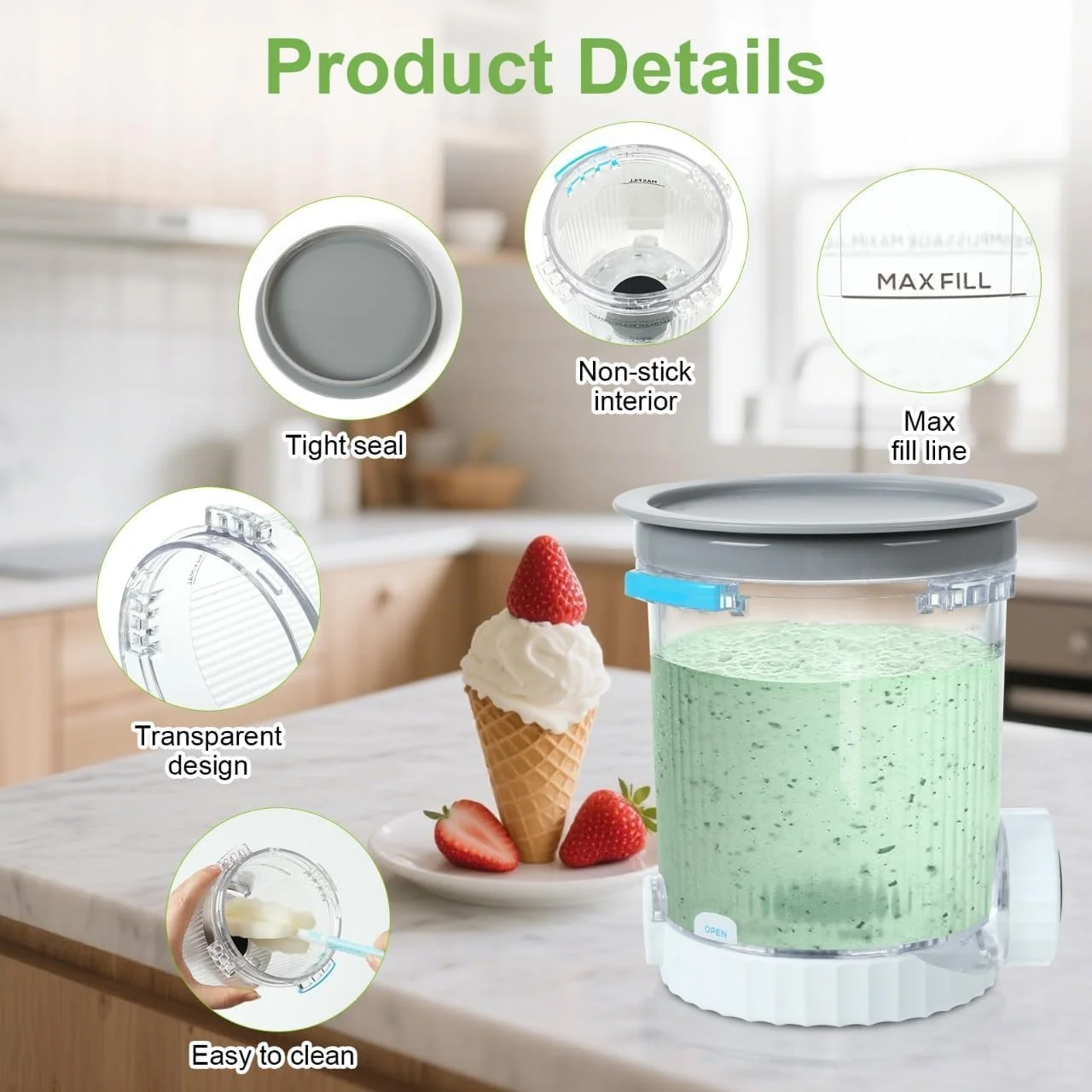 مجموعه 4 عددی ظروف پینت جایگزین برای دستگاه های بستنی ساز و سافت سرو نینجا، ظروف 16 اونسی Creami Swirl و درب های سازگار با سری NC700 NC701، فاقد BPA و قابل شستشو در ماشین ظرفشویی (4 عدد)