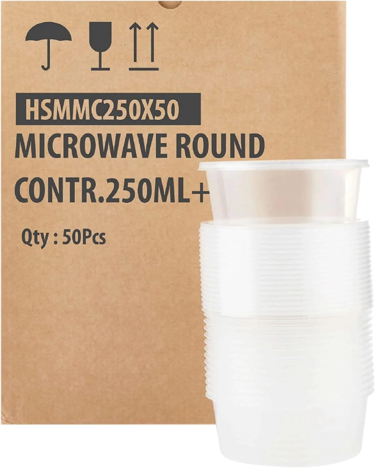 ظروف گرد مایکروویو هات پک با درب 250 میلی لیتر، 50 عدد
