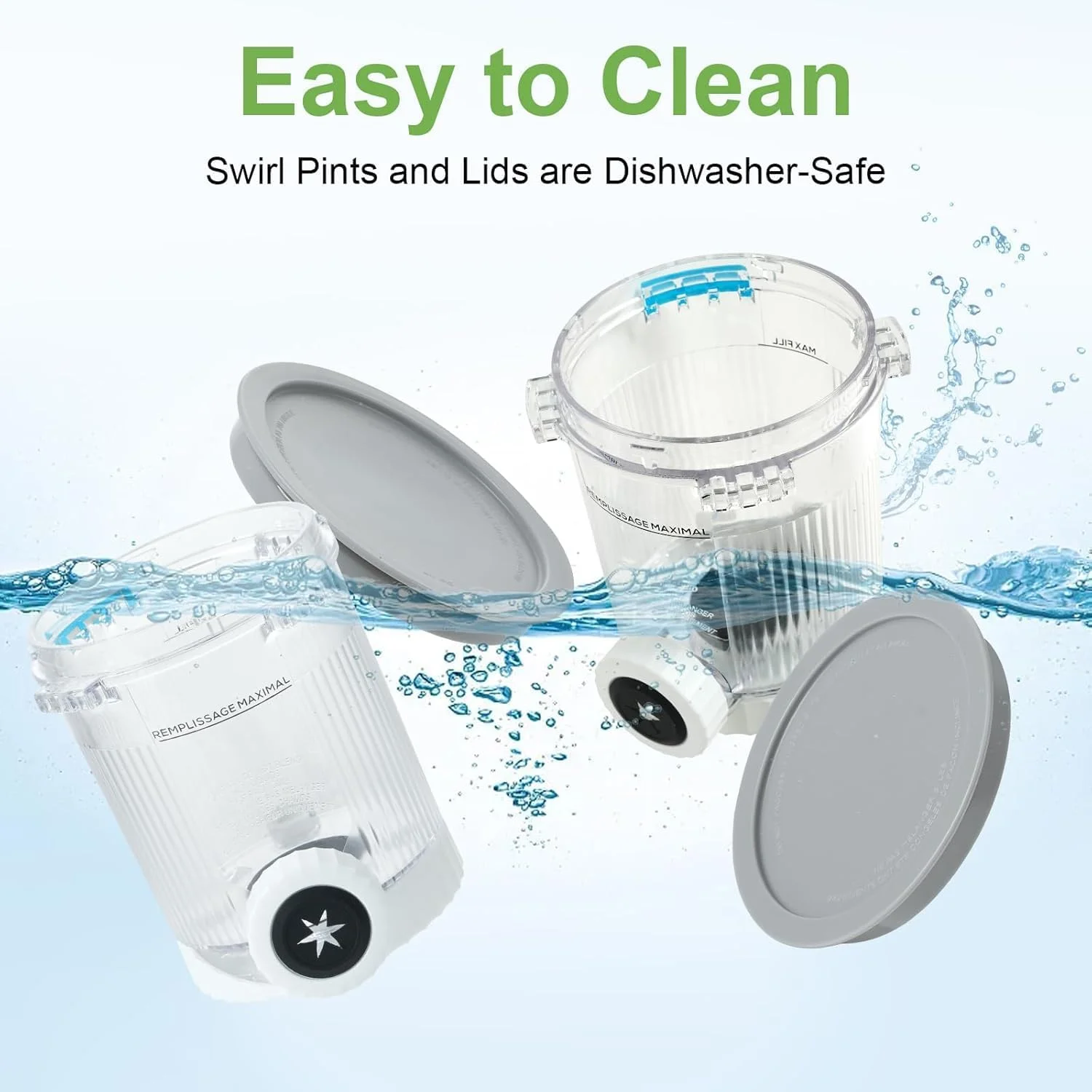 مجموعه 4 عددی ظروف پینت جایگزین برای دستگاه های بستنی ساز و سافت سرو نینجا، ظروف 16 اونسی Creami Swirl و درب های سازگار با سری NC700 NC701، فاقد BPA و قابل شستشو در ماشین ظرفشویی (4 عدد)