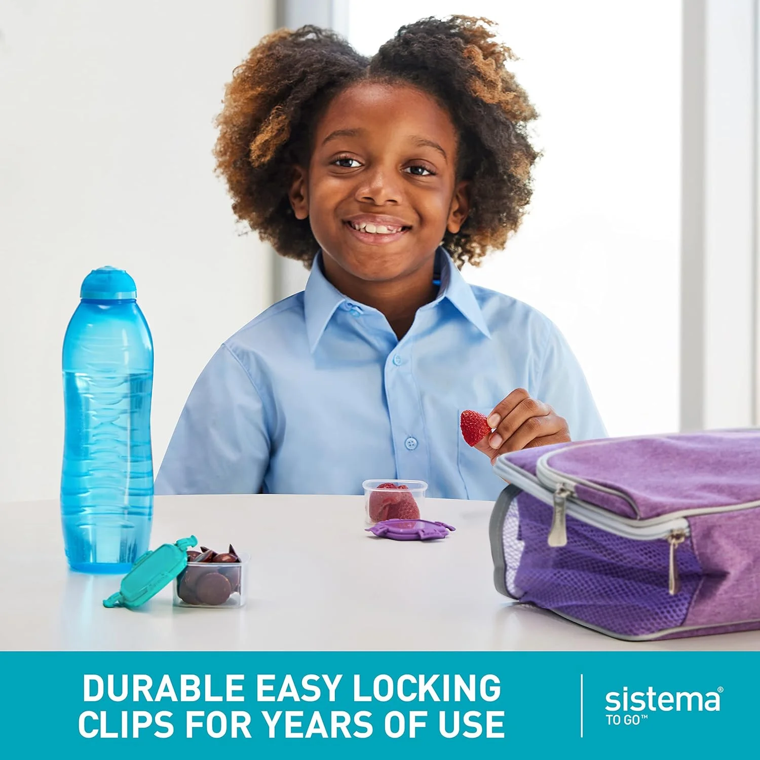 Sistema Knick Knack Pack TO GO Small Food Containers | Stackable Storage Containers with Lids | 62 ml | BPA-Free | Assorted Colour Lids | 4 Count