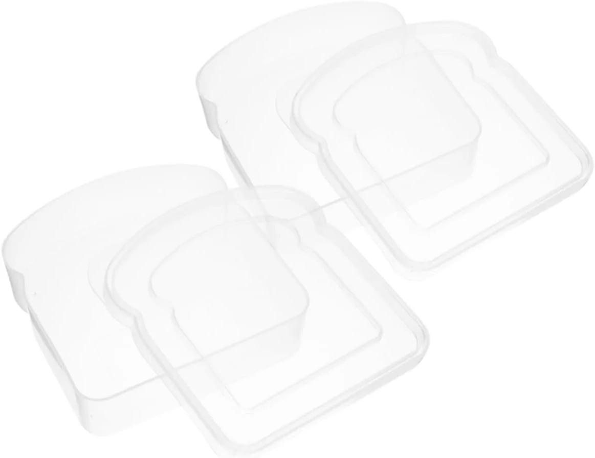 INOOMP 2Pcs Clear Portable Toast Storage Box Reusable Sandwich Containers for Adults Bread Carrier Case for Outdoor Use Compact Design