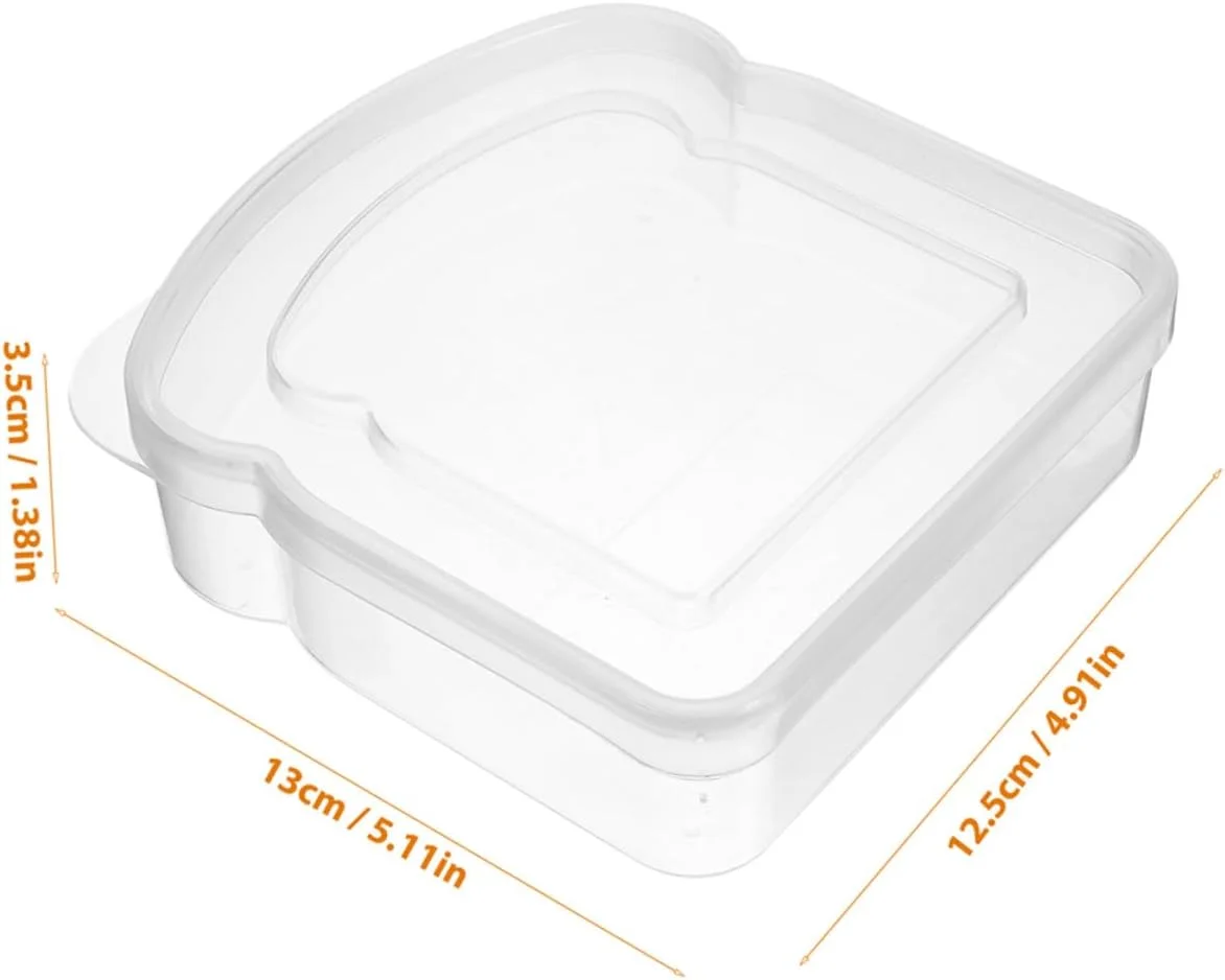 INOOMP 2Pcs Clear Portable Toast Storage Box Reusable Sandwich Containers for Adults Bread Carrier Case for Outdoor Use Compact Design