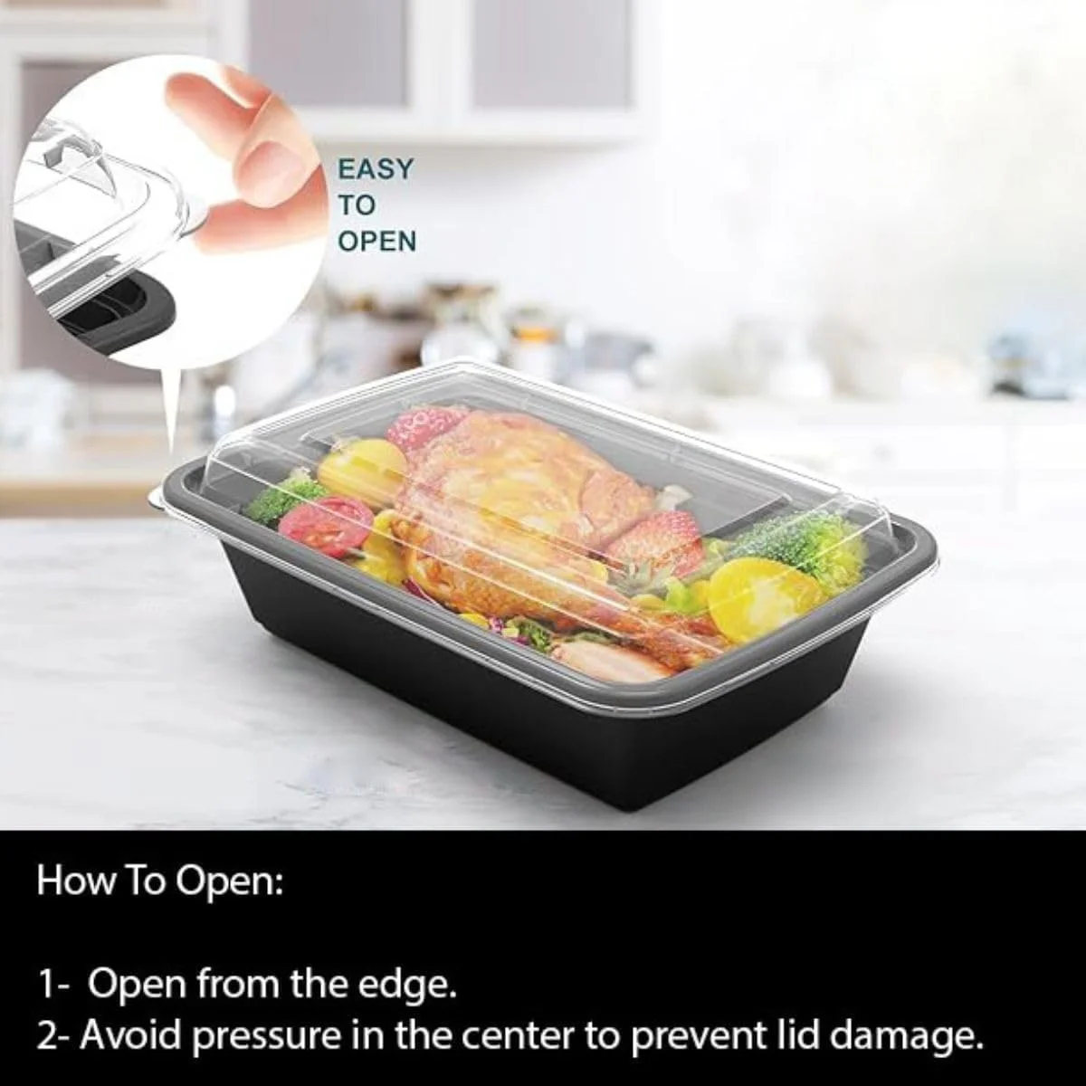 MARKQ [150 Pack] [32 oz] Meal Prep Containers with Lids - 3 Compartment Plastic Food Storage Containers - Lunch Boxes