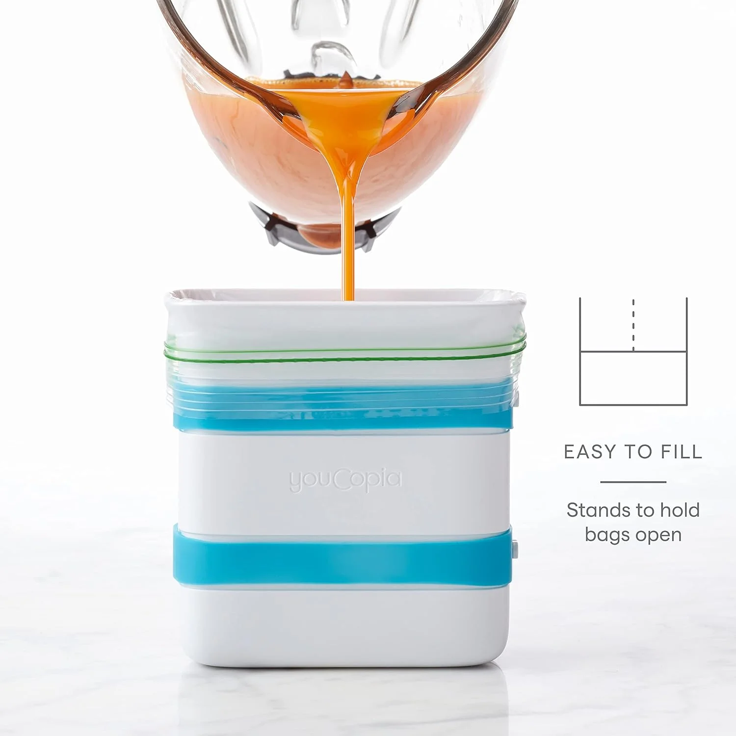 قالب یخ غذای فریزری YouCopia FreezeUp، 2 پیمانه، بسته 2 عددی، ظرف کیسه آماده سازی غذا برای فریز کردن باقیمانده غذا و سوپ