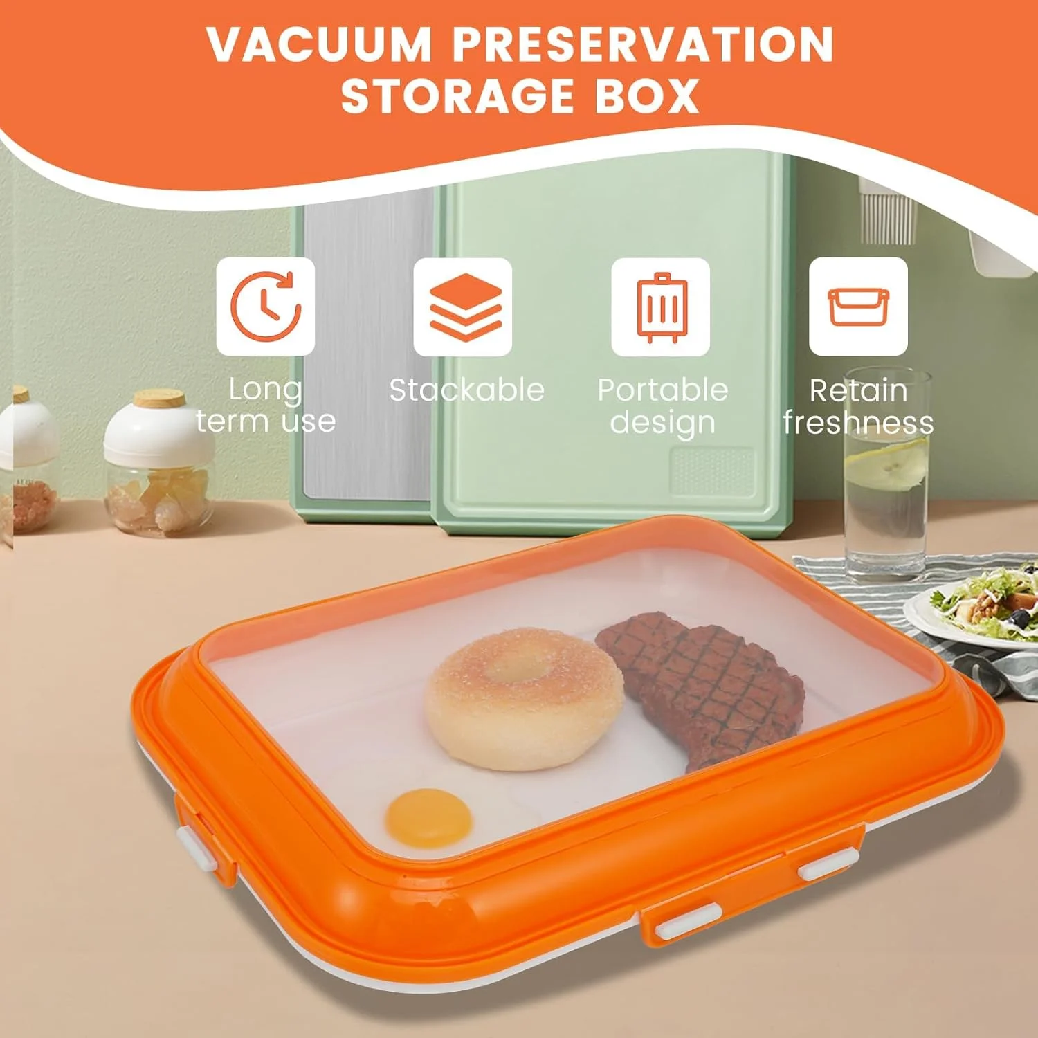 سینی نگهدارنده مواد غذایی درب دار دو عددی با درب های کششی وکیومی برگشت پذیر، ظروف آماده سازی غذا قابل استفاده مجدد و قابل چیدن برای نگهداری مواد غذایی، پیک نیک، مسافرت، سازماندهی آشپزخانه (نارنجی) سینی نگهدارنده مواد غذایی درب دار دو عددی با درب های کششی وکیومی برگشت پذیر، ظروف آماده سازی غذا قابل استفاده مجدد و قابل چیدن برای نگهداری مواد غذایی، پیک نیک، مسافرت، سازماندهی آشپزخانه (نارنجی)