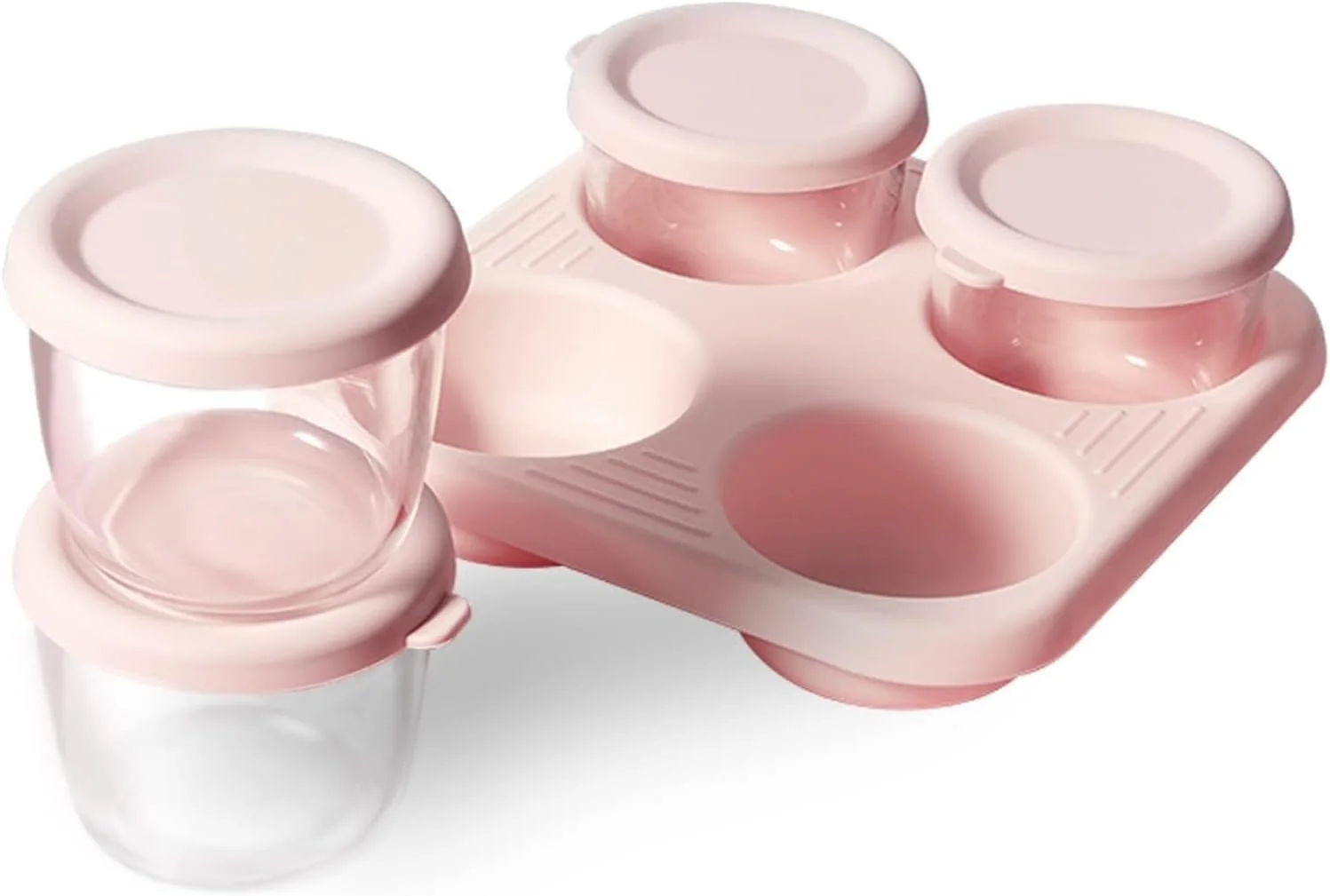 ظروف نگهداری غذای کودک X spring، بسته 4 عددی شیشه ای 75 میلی لیتری با درب های محکم، ظروف کوچک بدون نشتی و بدون BPA برای پوره خانگی کودک، تنقلات و نگهداری شیر مادر