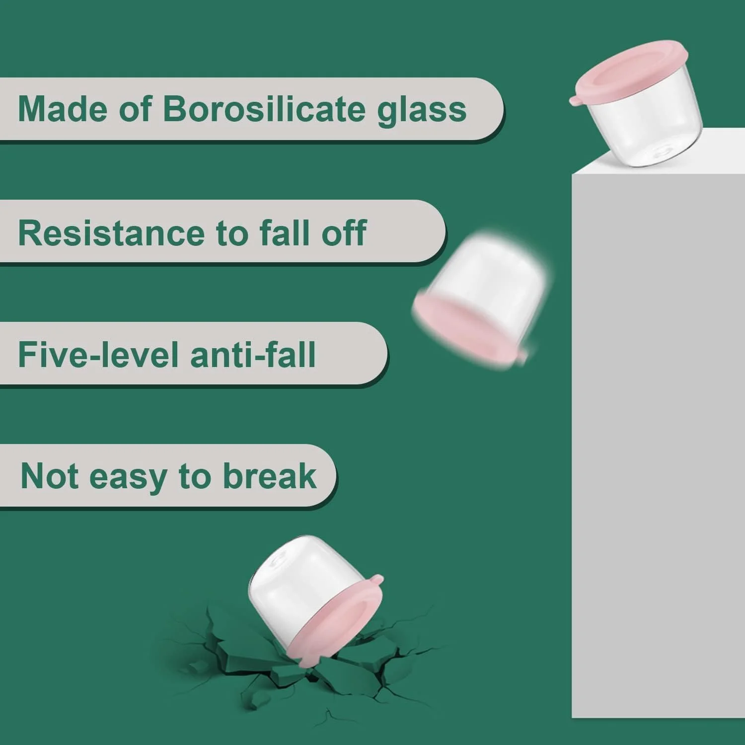 ظروف نگهداری غذای کودک X spring، بسته 4 عددی شیشه ای 75 میلی لیتری با درب های محکم، ظروف کوچک بدون نشتی و بدون BPA برای پوره خانگی کودک، تنقلات و نگهداری شیر مادر