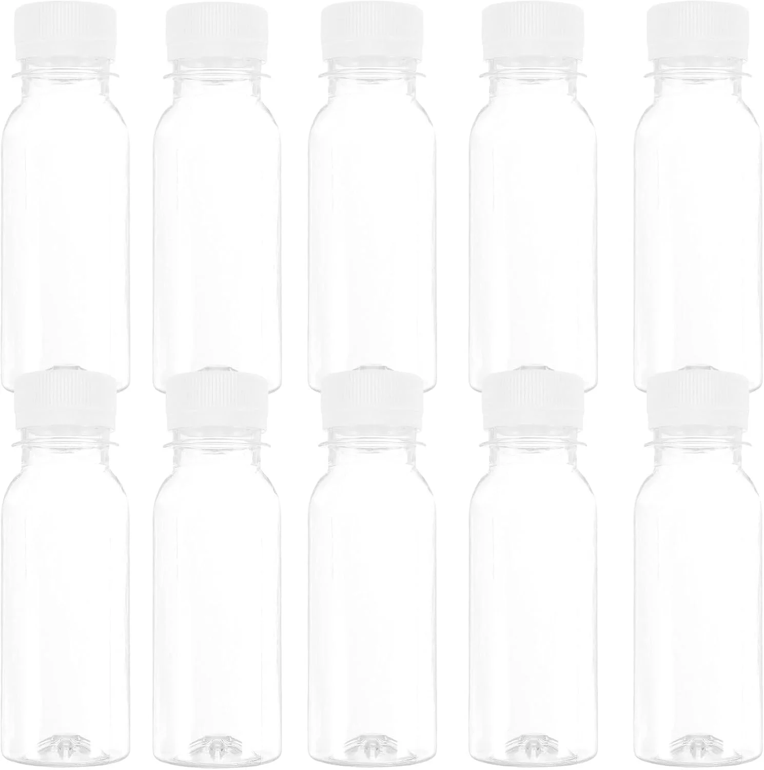 بطری آبمیوه خالی Luxshiny، 10 عدد بطری شفاف 100 میلی لیتری قابل شارژ مجدد با درب دیسکی، مجموعه ظروف مسافرتی قابل حمل برای آبمیوه، نوشیدنی، اسموتی، شیر، یخچال، لوازم بهداشتی
