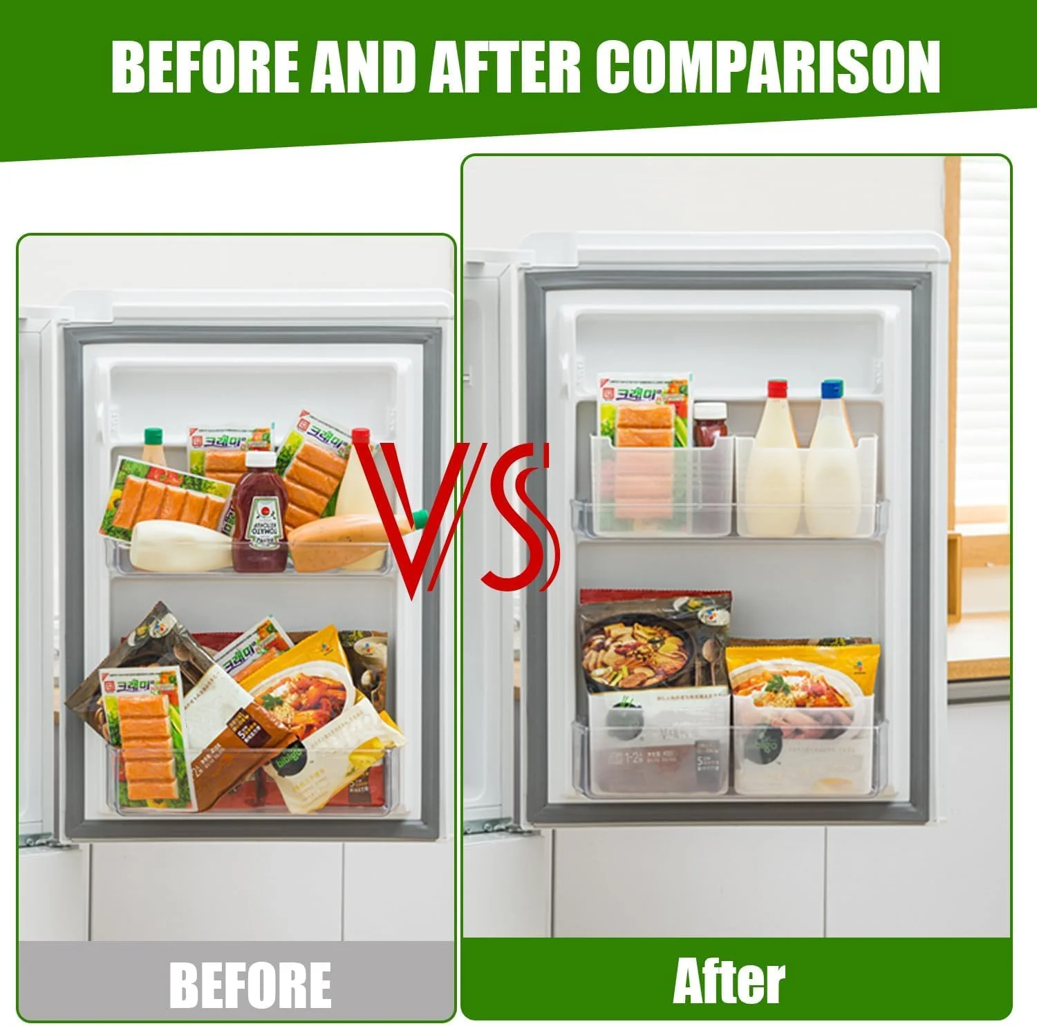 بسته 5 عددی جعبه نظم دهنده یخچال، ظروف پلاستیکی ذخیره سازی درب جانبی یخچال، سطل های نظم دهنده صرفه جویی در فضا برای یخچال، کشوهای یخچال برای میوه و سبزیجات (شفاف، S*3+L*2)