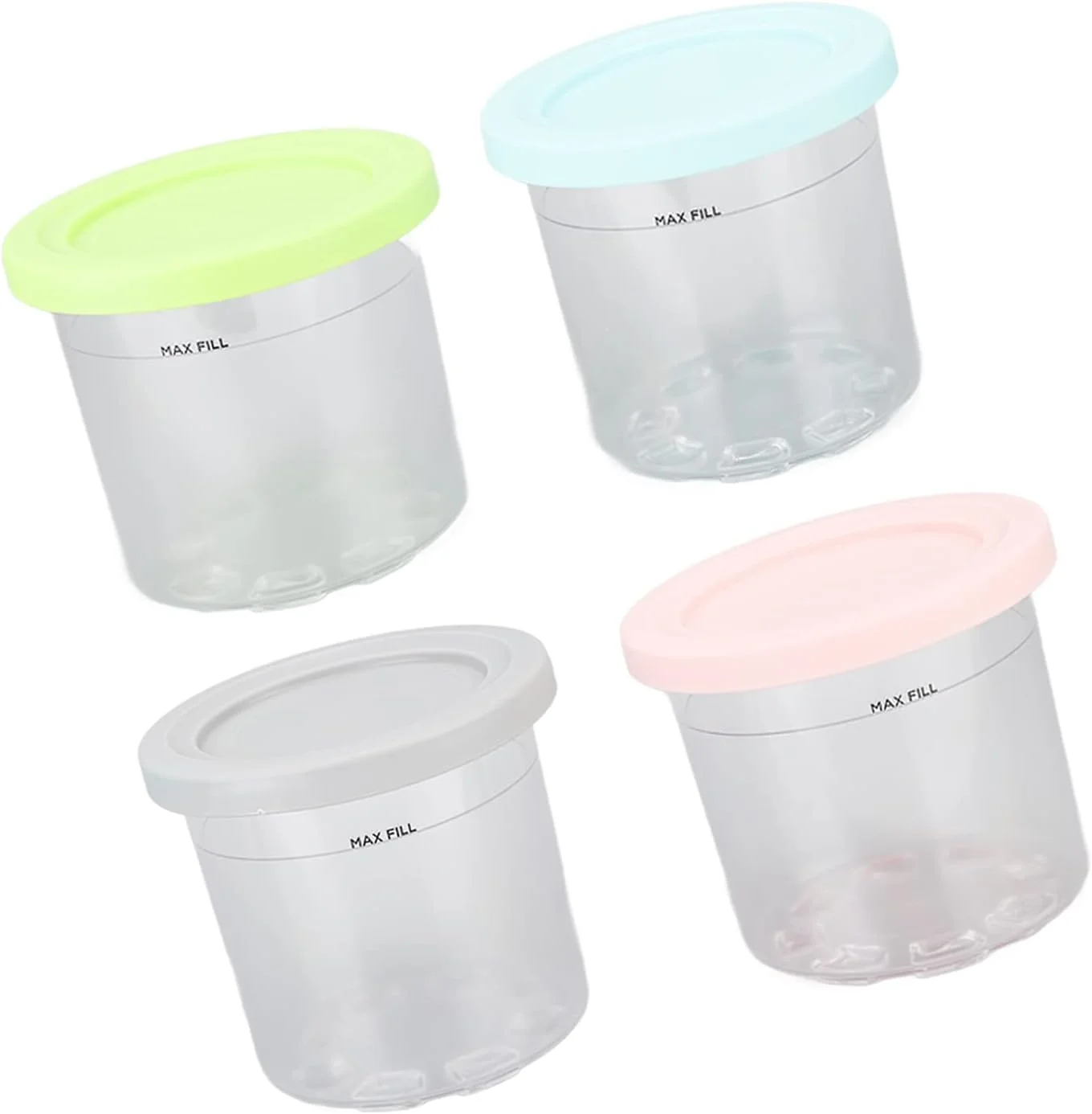 ظرف بستنی جیاوو مناسب برای پیمانه و درب، بسته 4 عددی، لیوان های 600 میلی لیتری سازگار با دستگاه بستنی ساز سری NC299AMZ و NC300s، فاقد BPA، قابل شستشو در ماشین ظرفشویی