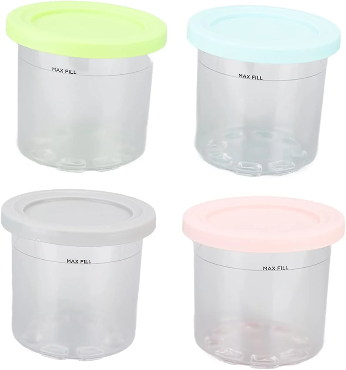 ظرف بستنی جیاوو مناسب برای پیمانه و درب، بسته 4 عددی، لیوان های 600 میلی لیتری سازگار با دستگاه بستنی ساز سری NC299AMZ و NC300s، فاقد BPA، قابل شستشو در ماشین ظرفشویی