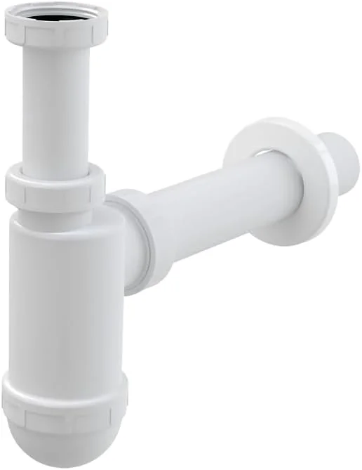 سیفون بطری PVC سینک حمام Biella - لوله ورودی 1-1/4 اینچی و لوله تخلیه برای روشویی - سفید