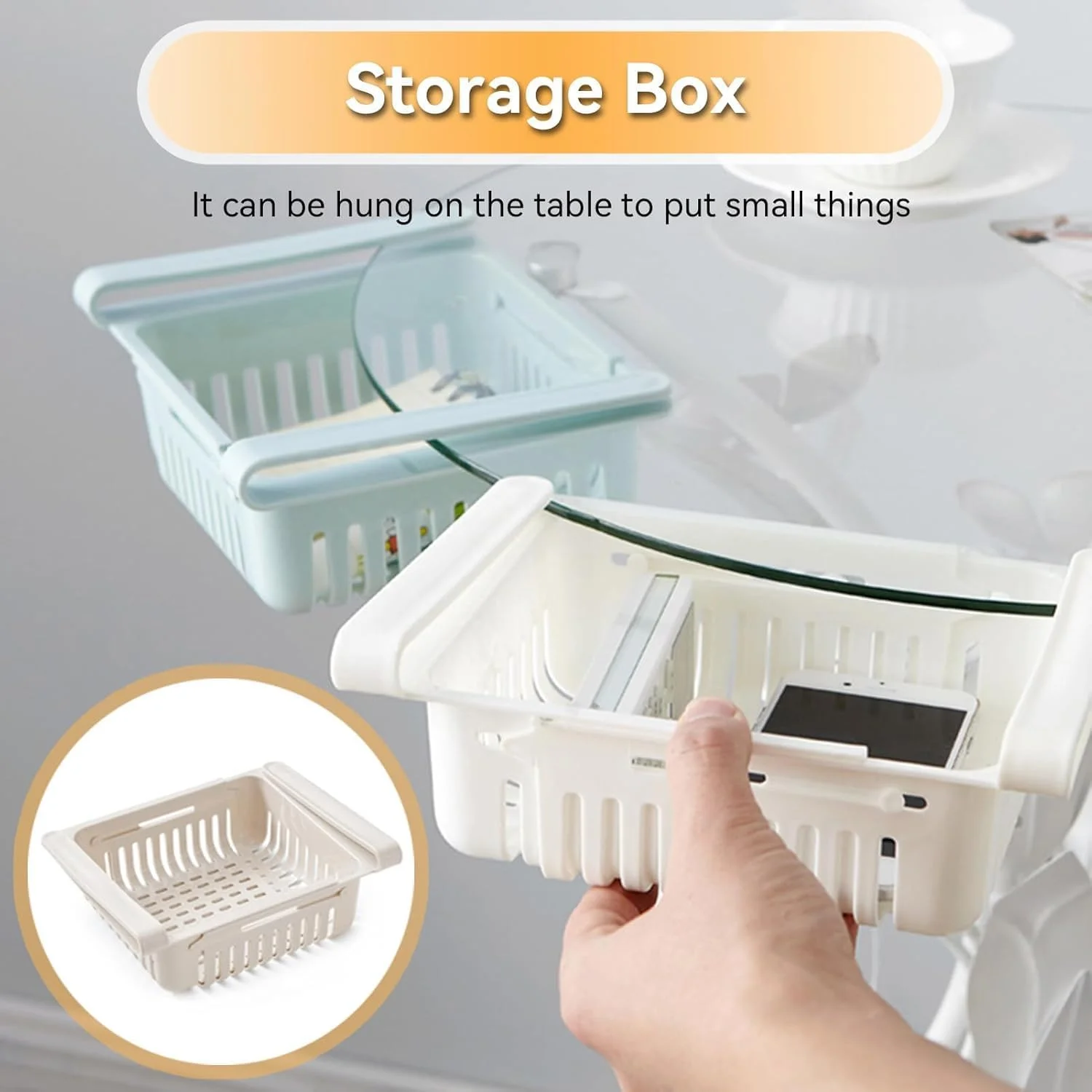 بسته 4 عددی سبد ذخیره سازی یخچال قابل گسترش SYOSI، سازمان دهنده کشو یخچال، جداکننده قفسه کشویی برای تخم مرغ و سبزیجات، راه حل های ذخیره سازی آشپزخانه برای سازماندهی آسان