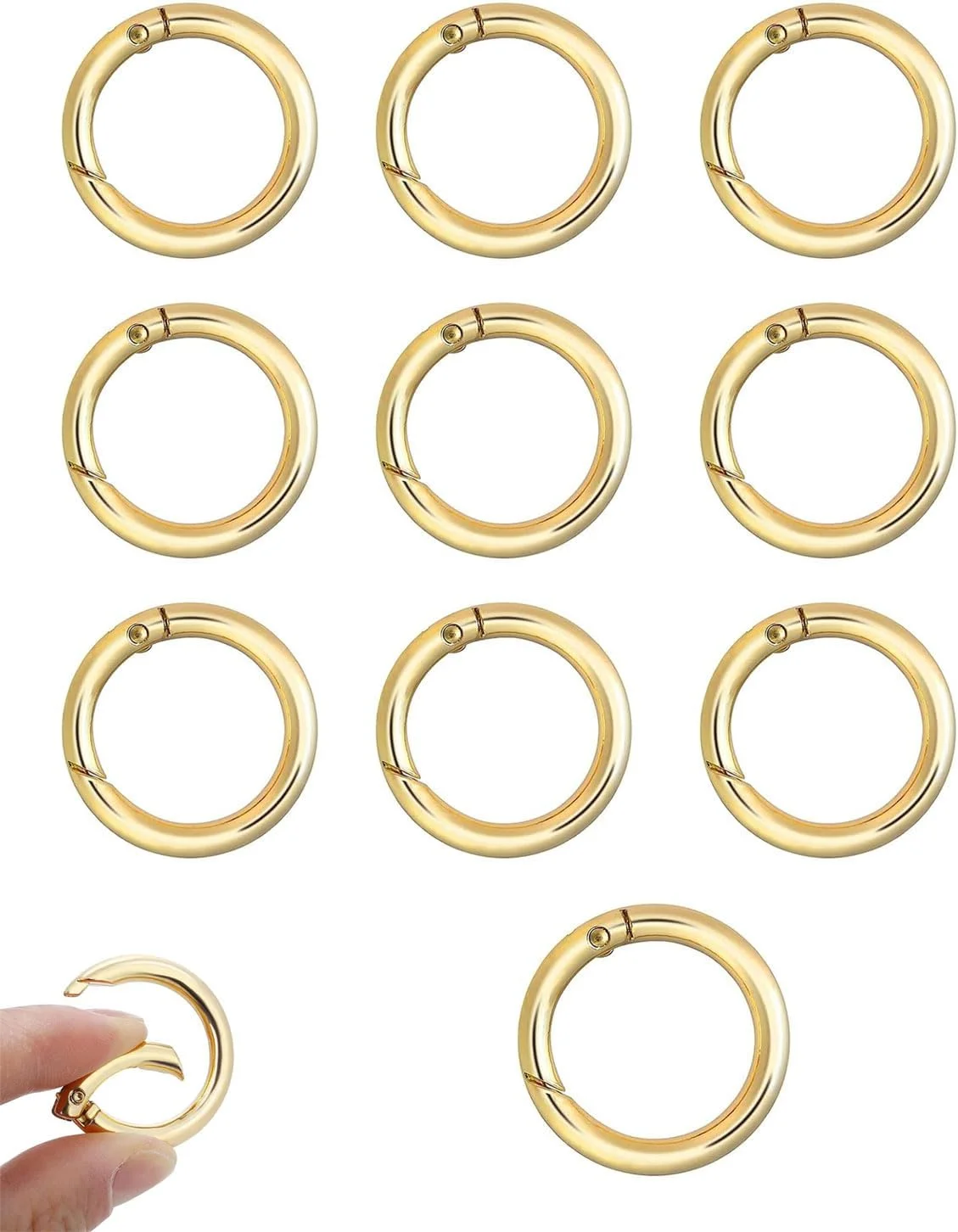 KGDUYC 10 عدد سگک کارابین گرد آلیاژ روی طلایی 25 میلی متری - مناسب برای جاکلیدی کوله پشتی، صنایع دستی DIY