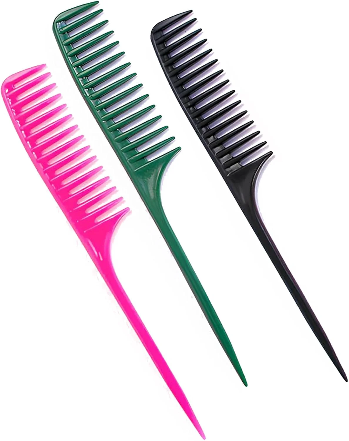 مجموعه 3 عددی شانه های دندانه پهن دم موشی Yolanya - ضد الکتریسیته ساکن، مقاوم در برابر حرارت، باز کننده گره و جدا کننده مو برای موهای فر، خیس و انواع مو