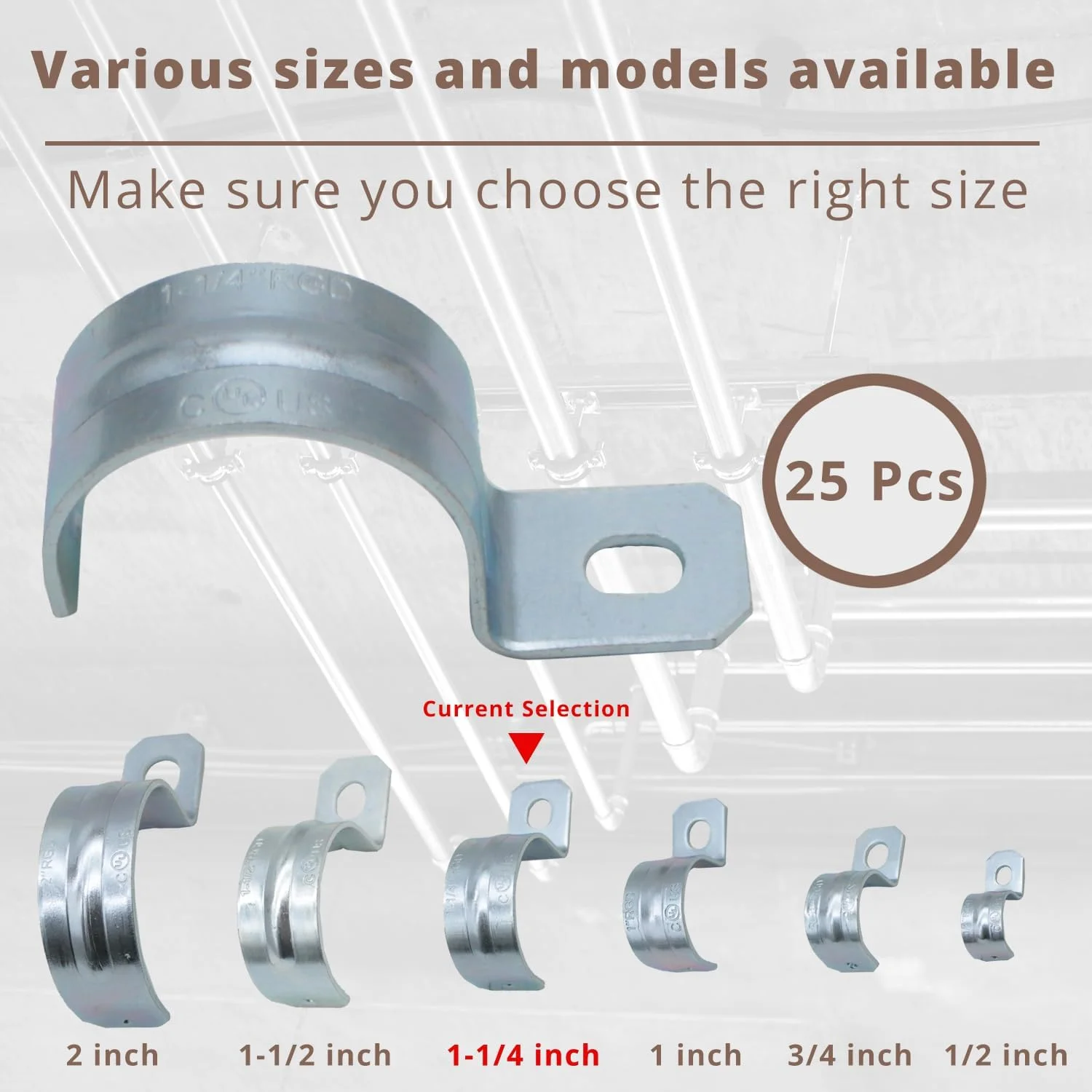 بست لوله استیل ضد زنگ TOMSHIELE سایز 1-1/4 اینچ، 25 عددی، یک سوراخه، بست U شکل کابل، بست لوله برای لوله های برق EMT، بست های مقاوم در برابر زنگ زدگی برای نصب مطمئن بست لوله استیل ضد زنگ TOMSHIELE سایز 1-1/4 اینچ، 25 عددی، یک سوراخه، بست U شکل کابل، بست لوله برای لوله های برق EMT، بست های مقاوم در برابر زنگ زدگی برای نصب مطمئن