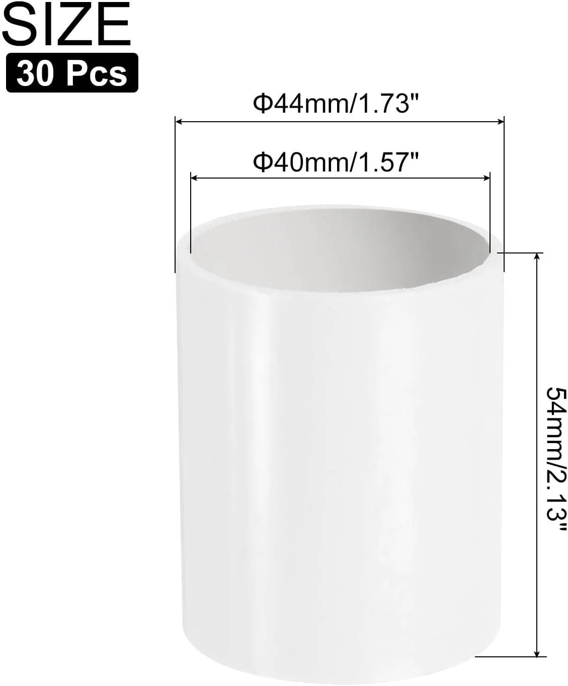sourcing map 30 عدد اتصالات مستقیم لوله PVC، اتصال دهنده لوله 40 میلی متری، اتصالات برای لوله های برقی خانگی، سفید