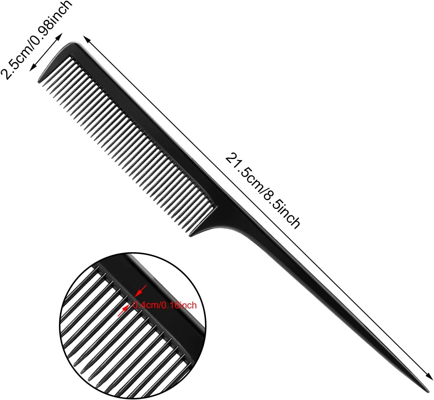 شانه های دم موشی پلاستیکی Yaomiao، شانه دم سوزنی، شانه پوش دهنده، شانه کربنی، شانه های حالت دهنده 8.5 اینچی با دسته نازک و بلند، رنگ های متنوع (24 عدد)