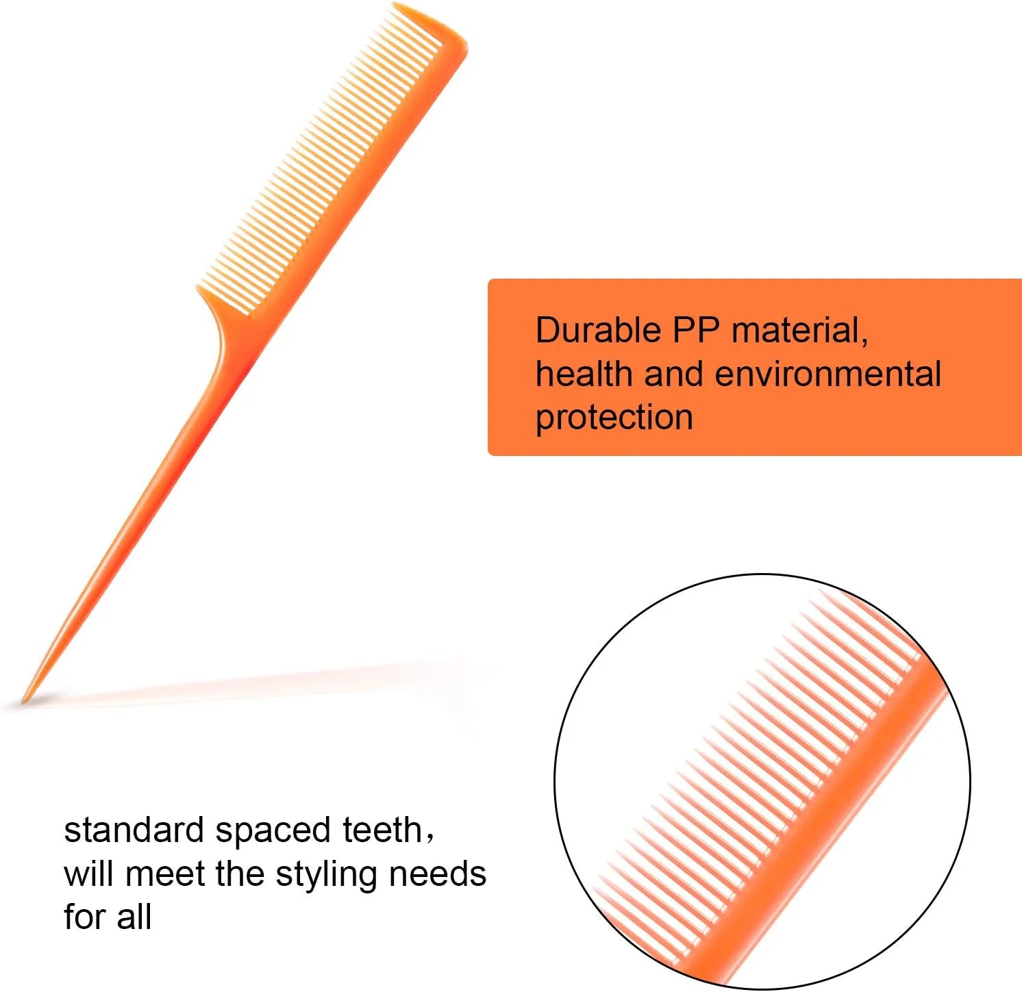 شانه های دم موشی پلاستیکی Yaomiao، شانه دم سوزنی، شانه پوش دهنده، شانه کربنی، شانه های حالت دهنده 8.5 اینچی با دسته نازک و بلند، رنگ های متنوع (24 عدد)